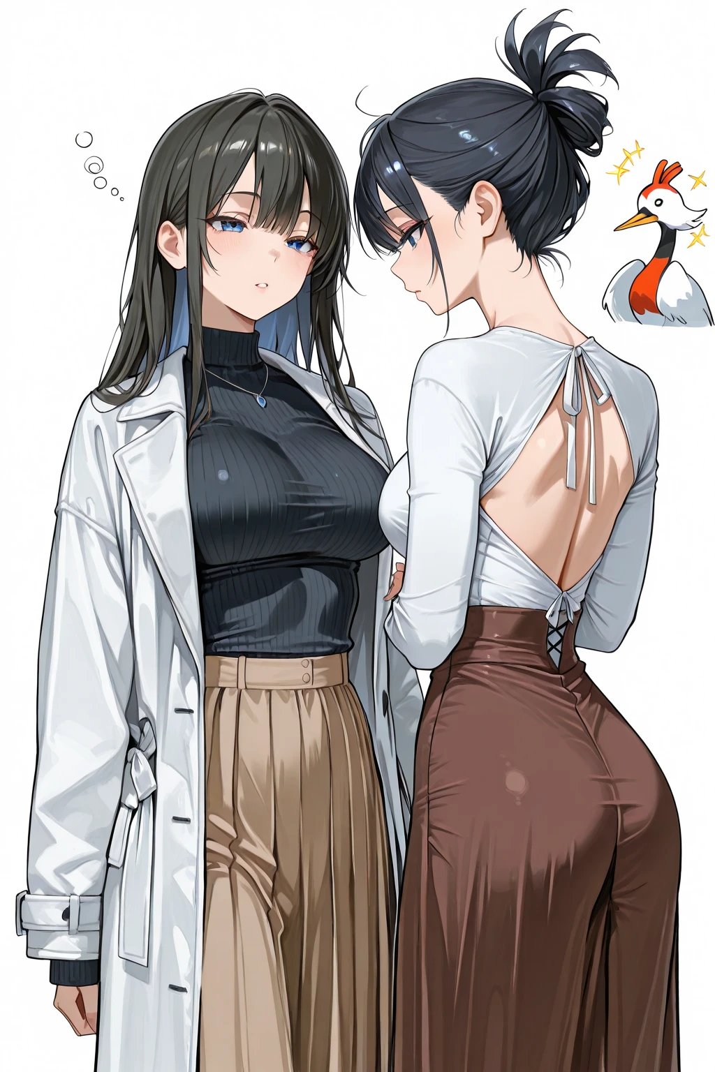 16k works,Highest quality,18-year-old,No background.White background only,whole body、Kneel,Dynamic and  pose, One person, Beautiful Face,, Symmetrical eyes, Perfect body, Good balance、 Perfect body、Intelligent woman、Black Hair、White skin、Pink Lips、Wearing a researcher's lab coat、Round rimmed glasses、White gloves、Holding a test tube、Glancing sideways at the viewer、smile