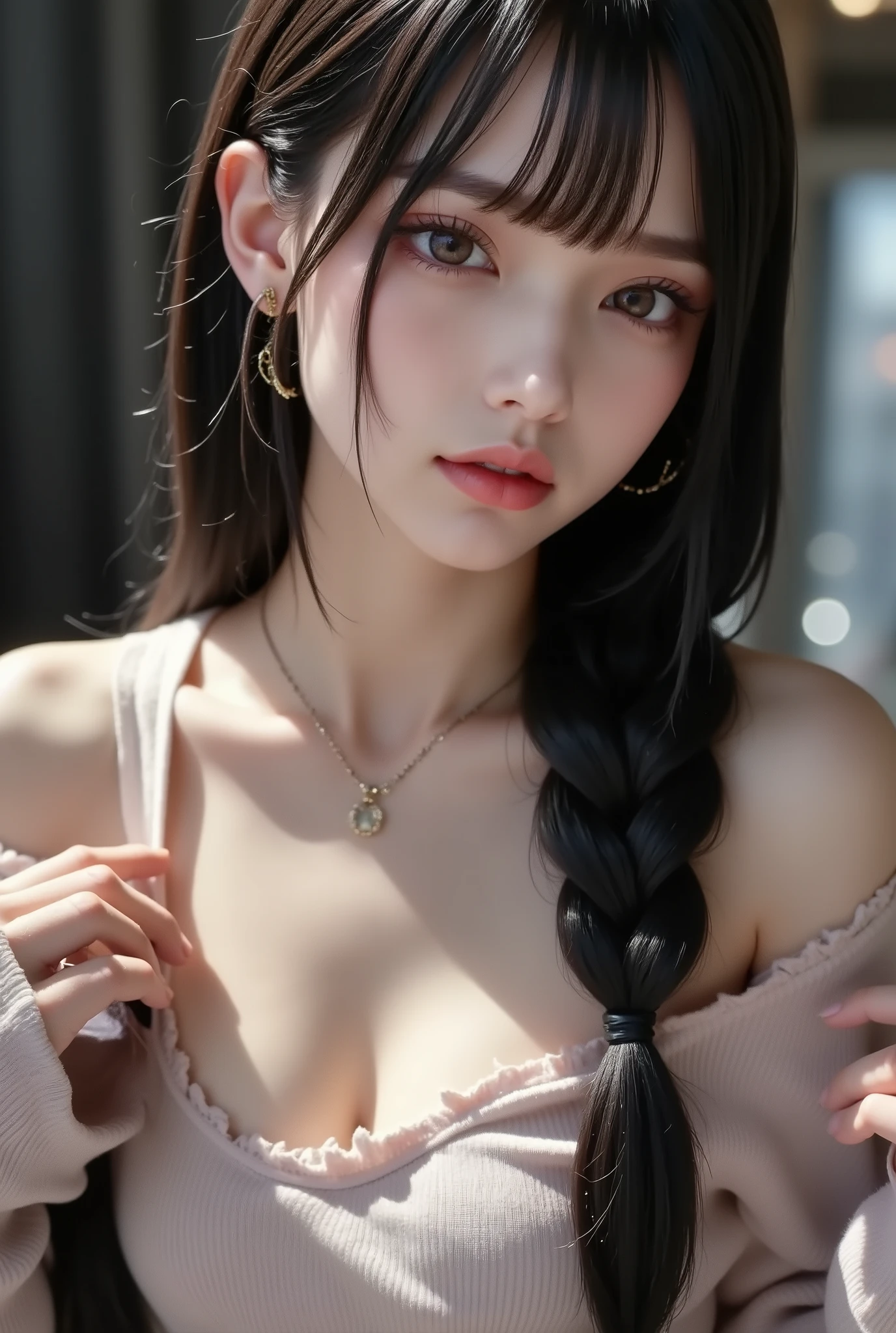 professional fashion model ,  model photography ,  Dynamic Composition,  charming and surprising angles,  professional camera work ,  and above; the highest quality,  pull out a huge penis with a very sophisticated,  realistic skin texture , Ultra Hi-Vision,  high definition, correct, 해부학적으로 correct, masterpiece, Premier,  beautiful hair, smile,  Blurry Background ,  DROP SHADOW,  corrosive material,  face up with eyebrows,cinematic lighting effects ,  ray tracing , 8K octane, Filming technique 