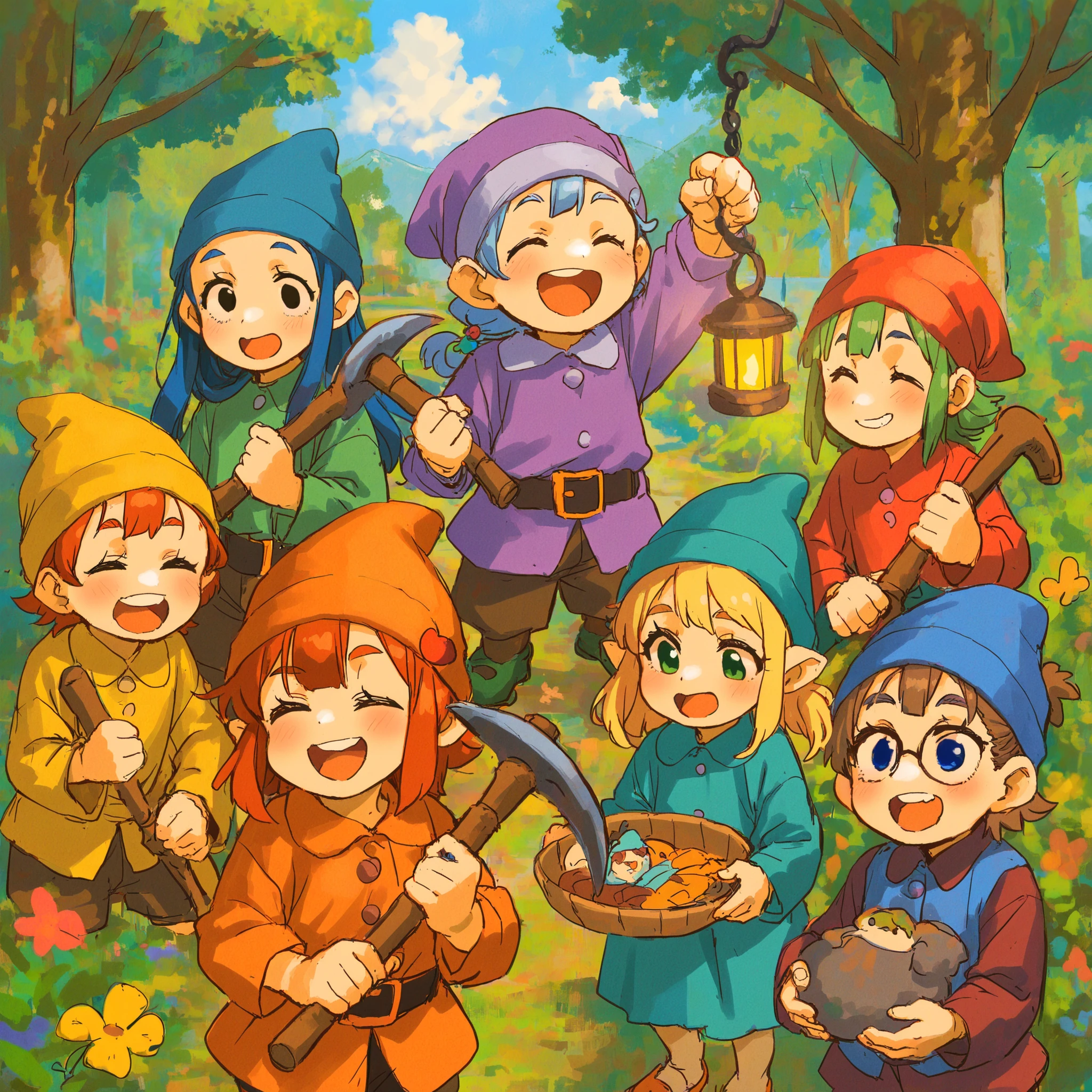 The Seven Dwarfs 。

 photo background:In the woods
