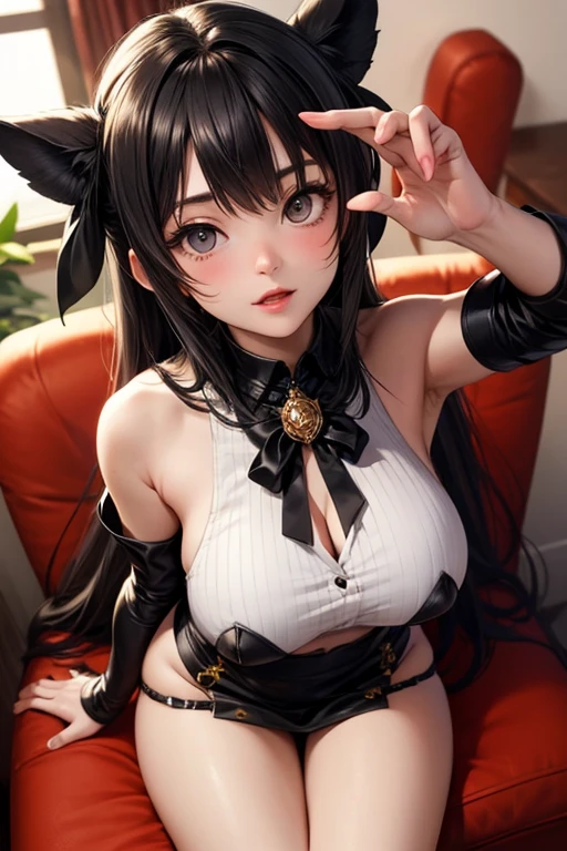 A girl with a  pose, wearing  and a garter belt, Fenrir's Girl'Her  are squeezed into her : 140cm Bar Stage Voluptuous Body(((((Hold my )))))
 White Hair  Captivating Smile Tags:  pose, Detailed face, Expressive eyes, Lips become thicker, beautiful girl, Feminine charm, Captivating Gaze, Captivating smile, Confident posture, , Lace details, Exquisite garter belt, Silk Fabric, Warm lighting, Captivating color palette, Exquisite detail,  Playful expressions (((((((Sleeping in bed)))))))