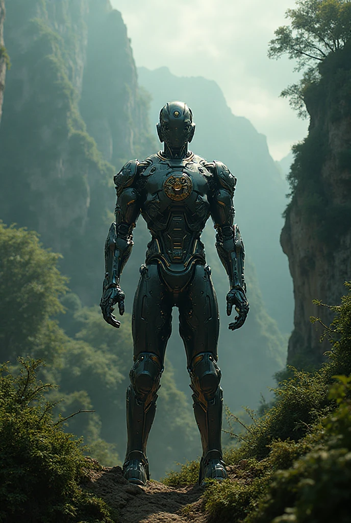 ((( full body  ))) , <lora:Cyberdyne-101-SDXL-Lora-1.0:0.92>, Cyberdyne-101 face toward us while  standing near the cliff  edge , RAW photo, detailed textures, sharp focus, ultra-high pixel detail, intricate, realistic, movie scene, cinematic, high-quality, incredibly detailed, 4k, 8k, 16k, hyper-realistic, RAW photo, masterpiece, ultra-detailed, professionally color graded, professional photography