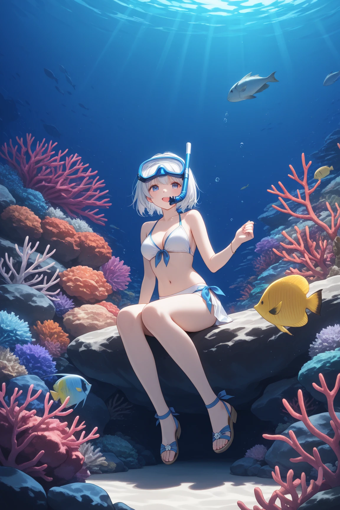 Serene, an alluring female anthropomorphic American Red-Crowned Crane in her red bikini, is inflating her inflatable red parrot pool float and white swan pool float by her poolside. Then Yuriko, a hot and alluring female anthropomorphic Japanese Red-Crowned Crane in her hot red bikini, came over to play with Serene. Yuriko marvels over Serene's inflatable bird pool floats. Serene relaxes on her inflatable parrot float and Yuriko lounges on her inflatable swan float in Serene's pool. Then Serene pulls the plug on her parrot float. Yuriko watched her friend giggling and sinking on her parrot float. Serene asks Yuriko to do the same thing on her inflatable swan float.