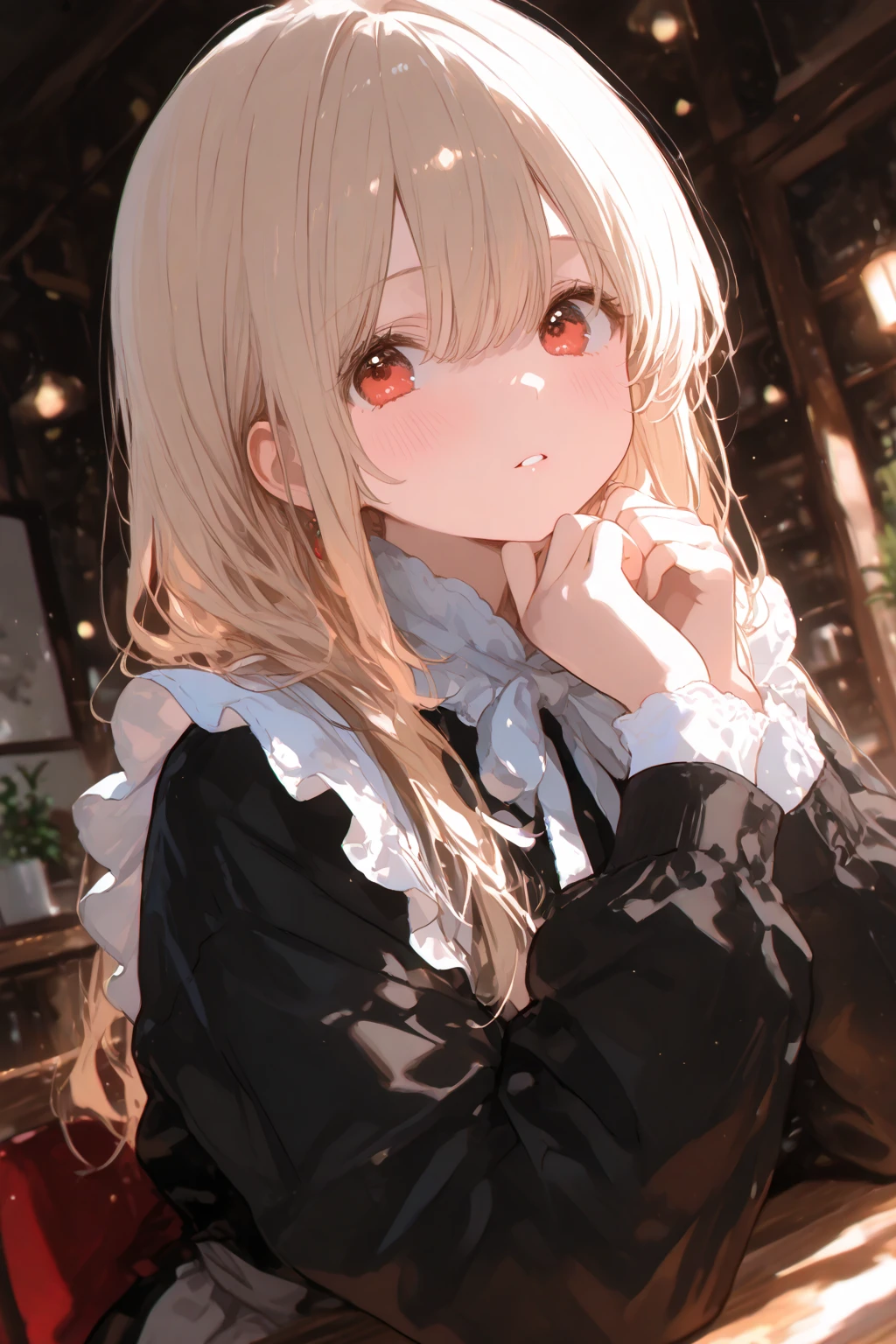 1 girl，Kasugano Sora，pantyhose，white gothic dress，bedroom