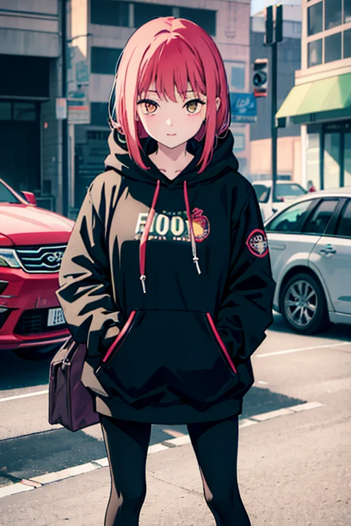 Shana,灼眼のShana,Long Hair, Redhead, Red eyes,happy smile, smile, Open your mouth,Baseball cap,Oversized black hoodie,Black long skirt,short boots,evening,Sunset,The sun is setting,walking,whole bodyがイラストに入るように, break outdoors, construction area, break looking at viewer, whole body, break (masterpiece:1.2), Highest quality, High resolution, unity 8k wallpaper, (shape:0.8), (Beautiful attention to detail:1.6), Highly detailed face, Perfect lighting, Highly detailed CG, (Perfect hands, Perfect ),