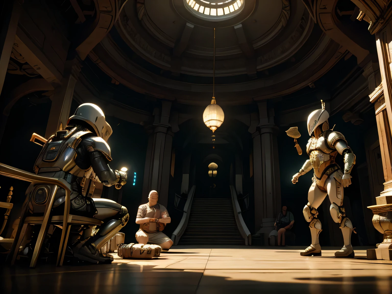 Anunnaki war on the streets of Americs, NLP-ji, nezemljani in posmrtno življenje, a highly detailed, photorealistic digital illustration, hyperrealistic, 8K,  masterpiece, concept art, cinematic lighting, anunnaki beings with intricate extraterrestrial features,  NLP-ji figure interacting with otherworldly nezemljani, soulful afterlife scene with intricate details, intricate textures,dramatic moody tones,vivid colors,cinematic atmosphere,ultra-fine detail