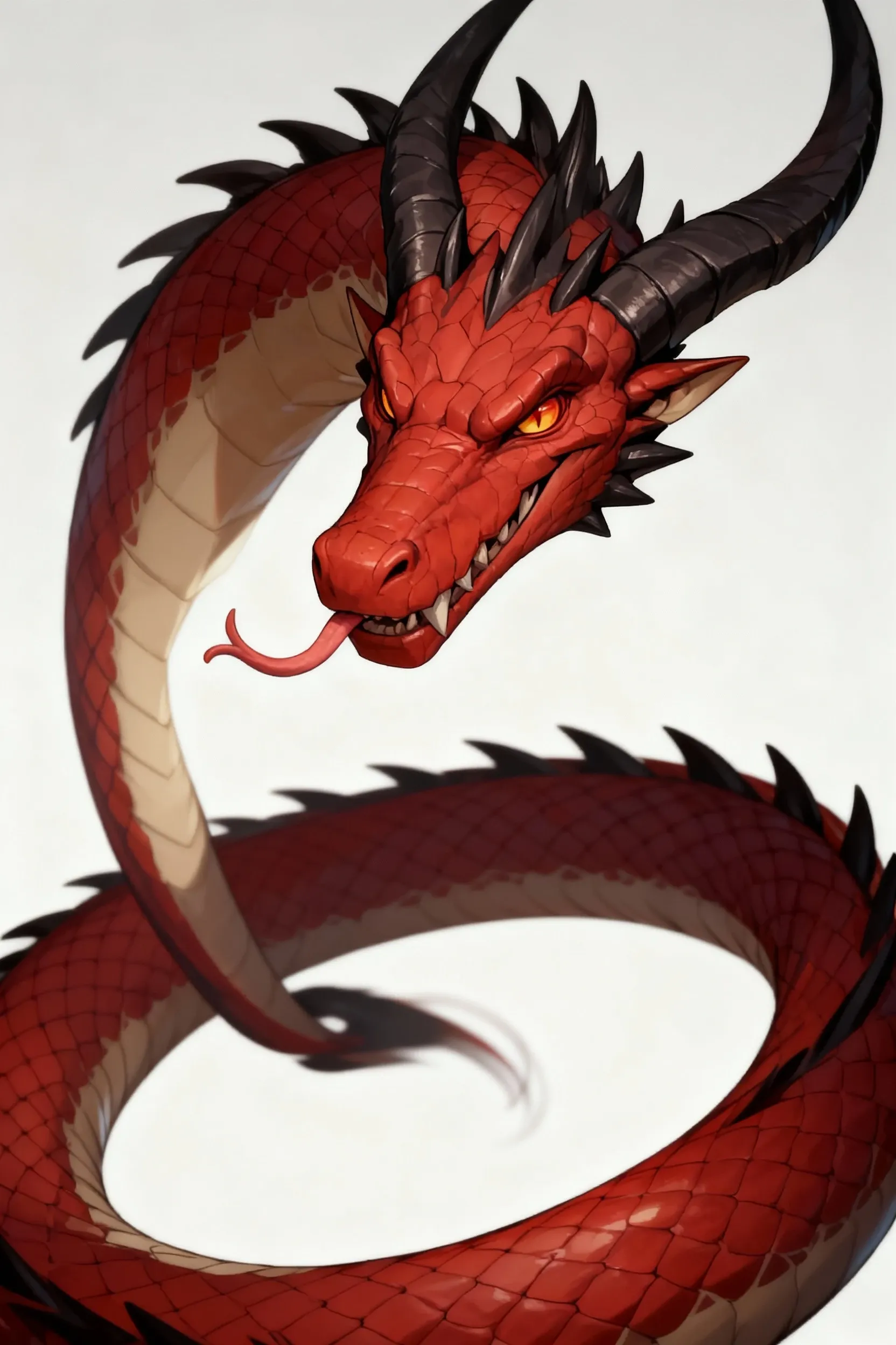 , score_9,score_8_up,score_7_up, kemono style, anthro Argonian female from skyrim, Anthro reptile girl, bald, snout, all red skin, red eyes, black lips, black horns, black ram horns, black lips, pov, pov , pov she is licking viewers , human female viewer, simple grey background 