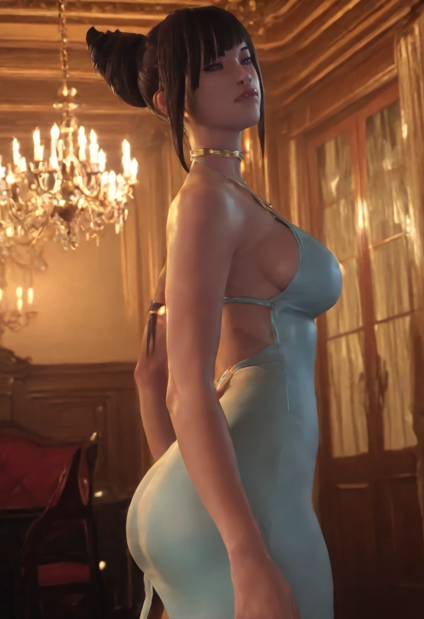 zPDXL2,score_9, score_8_up, score_7_up, score_6_up, score_5_up, score_4_up, source_anime, <lora:Manor:0.7> m4nor, interior, window, chandelier,  1girl, solo,  looking at viewer, Lara Croft