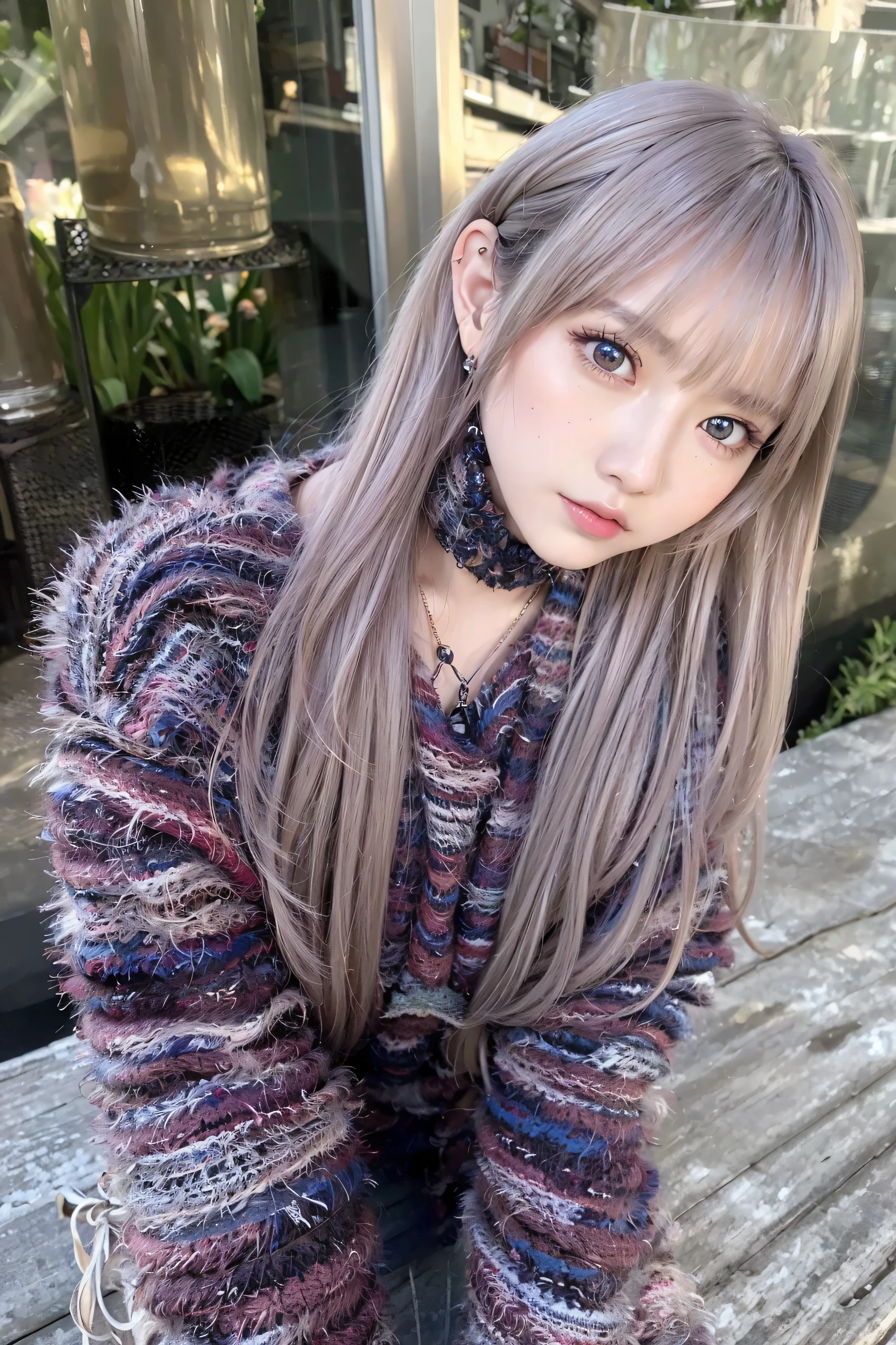 A futuristic world,A perfect illustration of Artificial Intelligence,After 5143, 8K, extremely detaild , perfect，hyper-detailed face， de 16 anos，Eight-headed body，Silky light blue hair，Bitgirl，Background to the near future，During night combat，ssmile，Dress Type，((Wear a khaki military jacket,Troop jacket with Japanese flag emblems))、Full ar、(((The world of Bladenanner)))、ruins