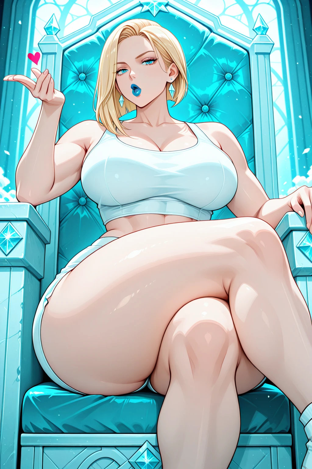 best quality, high-res, and18, 1girl, android 18, solo, blonde hair, blue eyes, , hyper massive fat , very wide fat , very tight ,  mischievous smile, very deep cleavage, massive wide fat round , massive fat belly,  very curvy very fat very motherly body, slight blushing, bedroom eyes, , looking back, deep fat navel, curvy obese woman, disproportionately hyper massive fat wide round ,  inflation, inflating , rapidly growing fat , blushing, fat face, overflowing , she’s sitting on top of you POV(x10), massive fat round bulging expanding inflating growing , (x10),