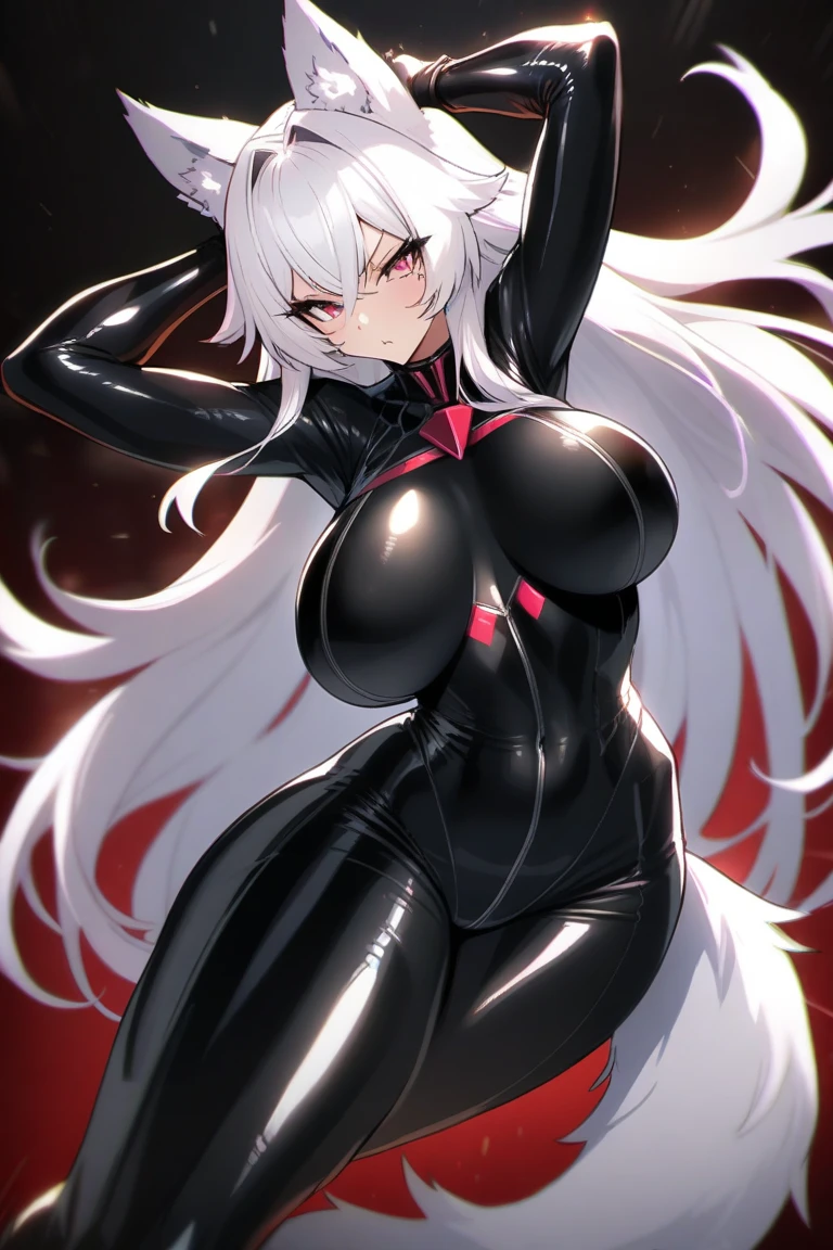 Black full body suit　huge tit　Big ass　seductiv　a smile　 lines　Whip thighs　succubus　sprawl