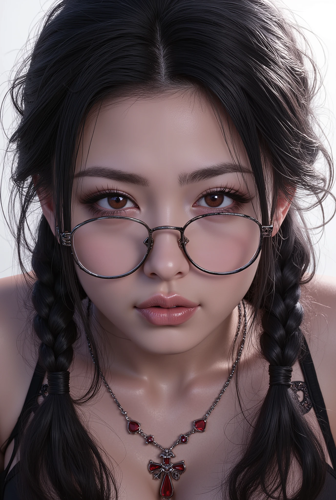 (  Highest Quality, best illustrations,high image quality:1.2), (Horror Fantasy:1.5), (ink and watercolor:1.5),(Ominous Scenery   :1.5),(A lot of dust rises:1.5),(  Dirt Track   :1.5),(wonderful:1.5),(masterpiece:1.5),  (Powerful figures:1.1、Big Breasts:1.3) 、 ((((glasses、Closeup Shot, cute、 Red Eyes、 Evil Ruby's Cursed Necklace )))),(((glasses、Big Breasts、  braids)))、  cute face,  raise eyebrows , ,(Fatal Beauty,  charming beauty ) ,(Mysterious Charm:1.1),(Big Breasts、attractive silhouette),   high image qualityテクスチャ 、High Quality Shadows、   beautiful and delicate face   、 beautiful, delicate, eyes are sticky liquid dripping  、 ray tracing 、 20th Generation、 cute K-POP girl、( The Face of Korea )、Thin face、( Ulzan-6500-v1.1:0.6)、   Face of Pure Loss   _v1 , ( beautiful and delicate face ,  beautiful and delicate eyes,  perfectly balanced face ,  high image quality skin ,  detailed skin,  lens flares {x} perfect ratio 4 fingers to 1 thumb :1.25)、 DSLRs、   地獄から来たbeautiful悪魔女  ,    ATTRACTIVE GIRL  , Real Girls, Gurwitz,  Gurwitz-style Artwork , Girl Roleplay, Realistic 3d style, cgstation Popular Topics,,  8k portrait rendering BYMR. nomi ,（truth,truth:1.4,glassesの少女  :1.2)、cheek、 glossy lips, 1. オーバーサイズ comment:  comment、 come up with an oversized design that covers shoulder to knee.。 navy blue or black are standard colors .、[ Soft khaki or beige , wait.、 Pick the right color for the season 。 2.    choose the color that suits your skin    : To protect yourself from the cold、    choose the color that suits your skin   、 ニットの質感と色を commentに合わせてください .。 3. ワイドレッグ   pants:    pants,  choose a wide leg design 、combines mobility and style。Dark tone denim or black   pants look great.。 4. knee-high boots: オーバーサイズ commentに含まれるもの、boots are black or dark brown Match the texture and color of the fashionable.、  Gives a stylish impression  。 5. accessories:   The  。  Disney  、   long necklace  、6. handbag: handbag、let's match the color of your outfit.