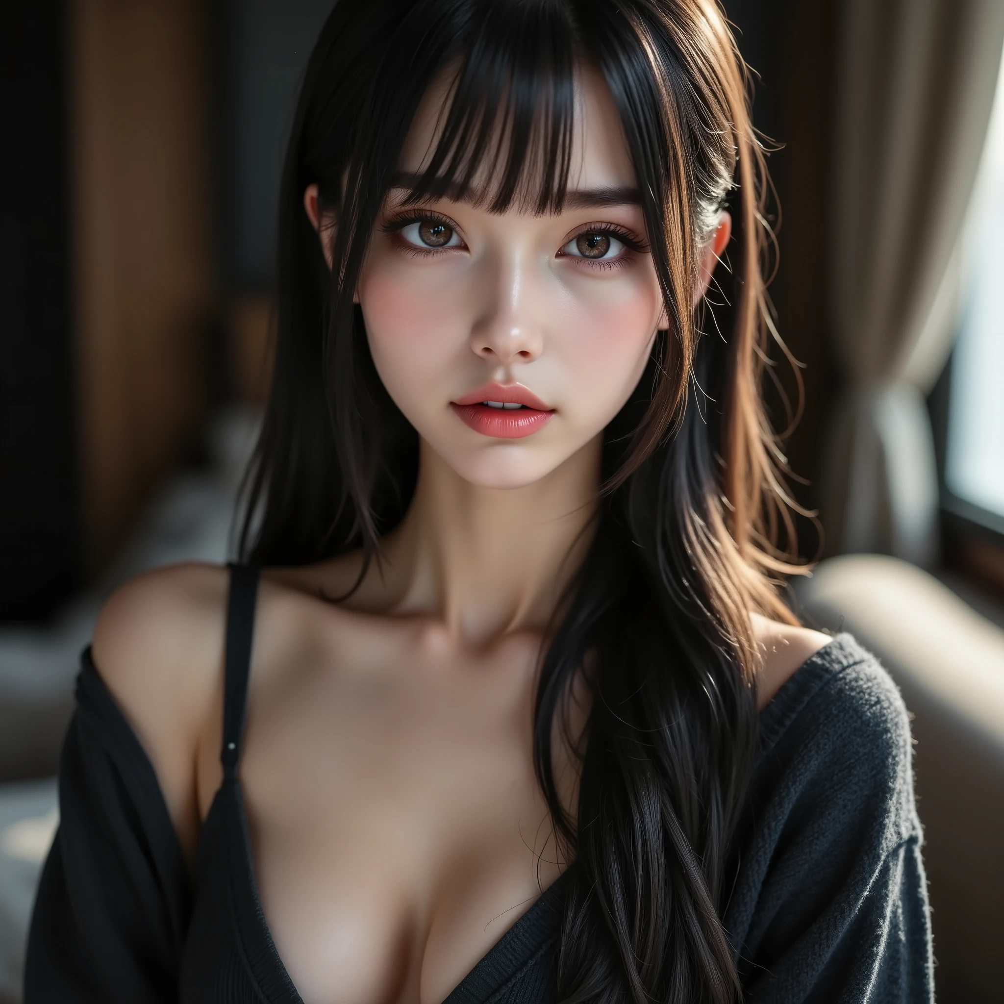 professional fashion model, cinematic portrait, bust-up composition, full head visible, 
realistic human skin texture, detailed face, natural expression, smile, 
beautiful lighting, cinematic light, soft rim light, ultra-high definition, 
8K octane render, ray tracing, realistic hair details, subtle makeup, 
blurred background, depth of field, sharp focus on face, 
high dynamic range, masterpiece, premium quality, professional photography, 
(no cropped head), (no distortion), (no blur), (no lowres), (no artifacts)