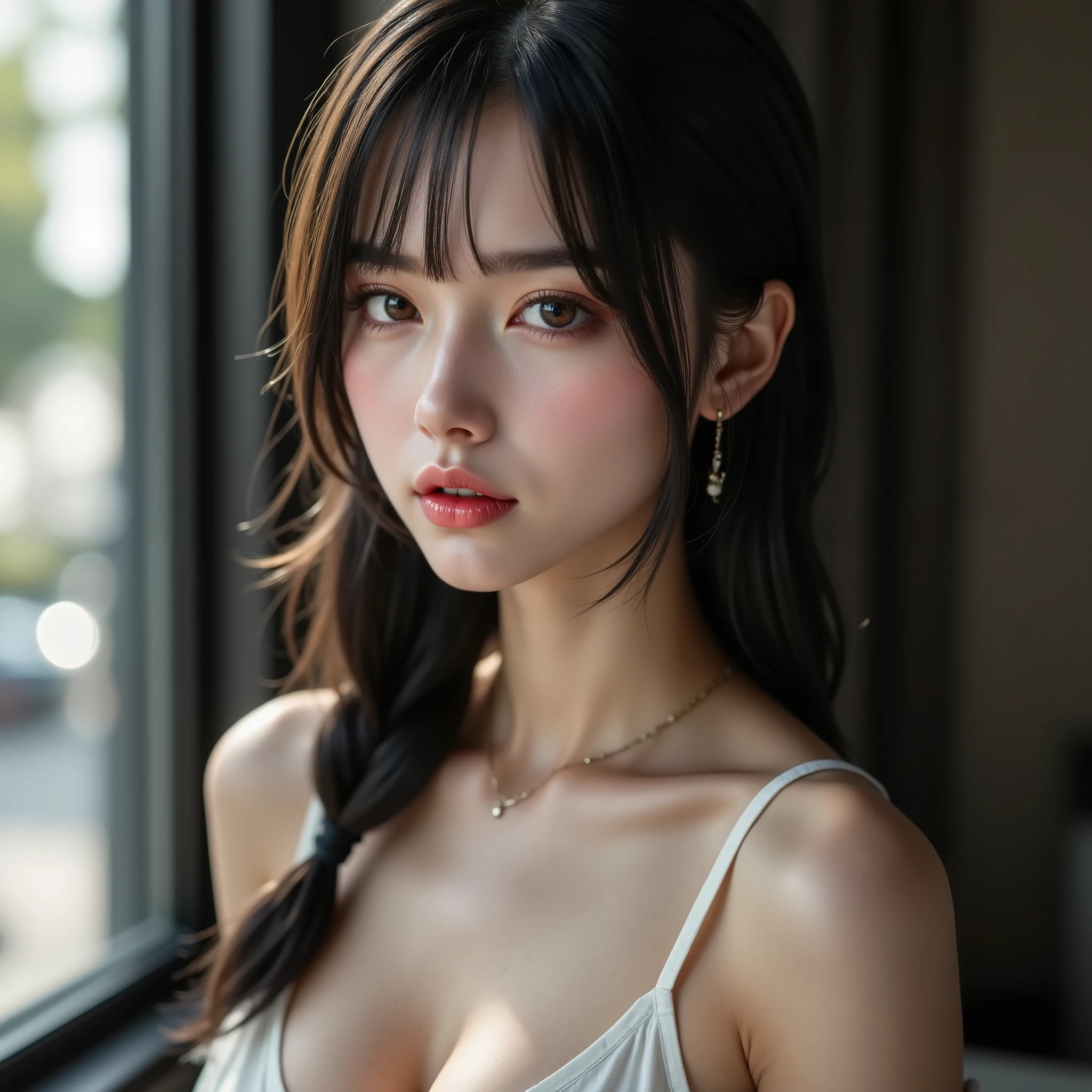 professional fashion model, cinematic portrait, bust-up composition, full head visible, 
realistic human skin texture, detailed face, natural expression, smile, 
beautiful lighting, cinematic light, soft rim light, ultra-high definition, 
8K octane render, ray tracing, realistic hair details, subtle makeup, 
blurred background, depth of field, sharp focus on face, 
high dynamic range, masterpiece, premium quality, professional photography, 
(no cropped head), (no distortion), (no blur), (no lowres), (no artifacts)