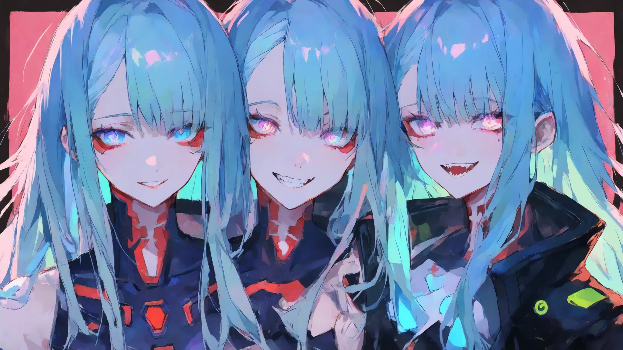 a stunning cyberpunk woman, upper body portrait, surrounded by glowing chrome and silver reflections, neon blue heartbeat lines pulsing around her, long metallic-streaked hair, reflective eyes like polished metal, wearing a futuristic with glowing circuit patterns, cybernetic accessories, sleek and sharp design, mist and particle effects in the background, ultra-detailed 8k anime style, confident and focused expression, futuristic and energetic atmosphere