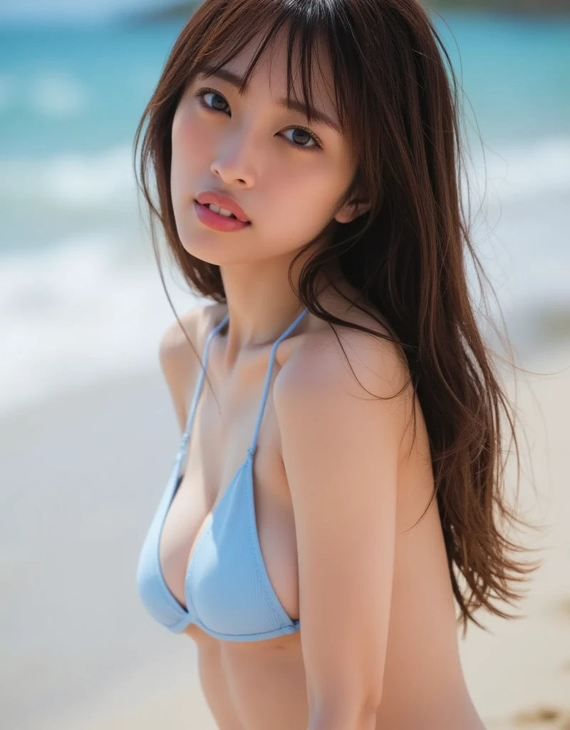 (A superb exquisite haruhi suzumiya), (haruhi suzumiya:1.5),
(photo realistic:1.4), (hyper realistic:1.4), (realistic:1.3),
(smoother lighting:1.05), (increase cinematic lighting quality:0.9), 32K,
1girl,16yo girl, realistic lighting, light on face, ray trace, (brightening light:1.2), (Increase quality:1.4),
(best quality real texture skin:1.4), finely detailed eyes, finely detailed face, finely quality eyes,
(tired and sleepy and satisfied:0.0), ((face closeup)),
  model,  pose, (large ), (Perfect Body Proportions), (slender Body Proportions), 
(beachside), Mekosuji, 
(Increase body line mood:1.1), (Increase skin texture beauty:1.1),