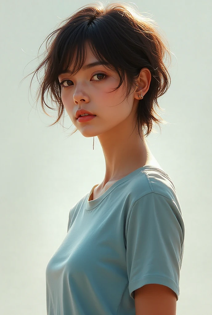 (Ultra Realistic), (Illustration), (High Resolution), (8K), (Very Detailed), (Best Illustration), (Beautiful Detailed Eyes), (Best Quality), (Ultra Detail), (Masterpiece), (Wallpaper), (Detailed Face), Night, Upper Body Up,Armpits, Ice Cream,Short Hair,Inner Color,Solo,Simple White Tank Top Girl, Sweaty, Japan Person, Big , ()