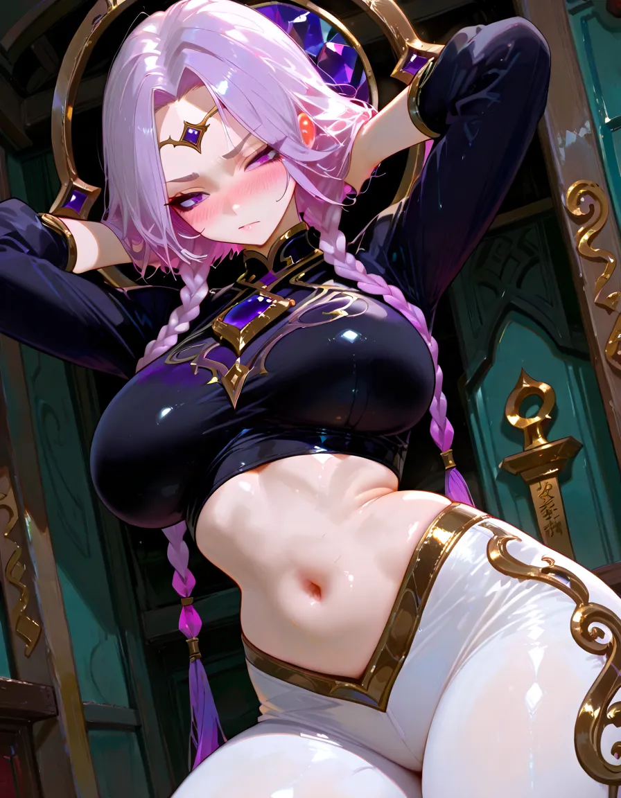 1 girl, morrigan_Aensland, beautiful face, pink eyes, Loving eyes, devil, together, strict face, evil smile,lenceria ????, big body, tall woman,MATURE BODY ????,
