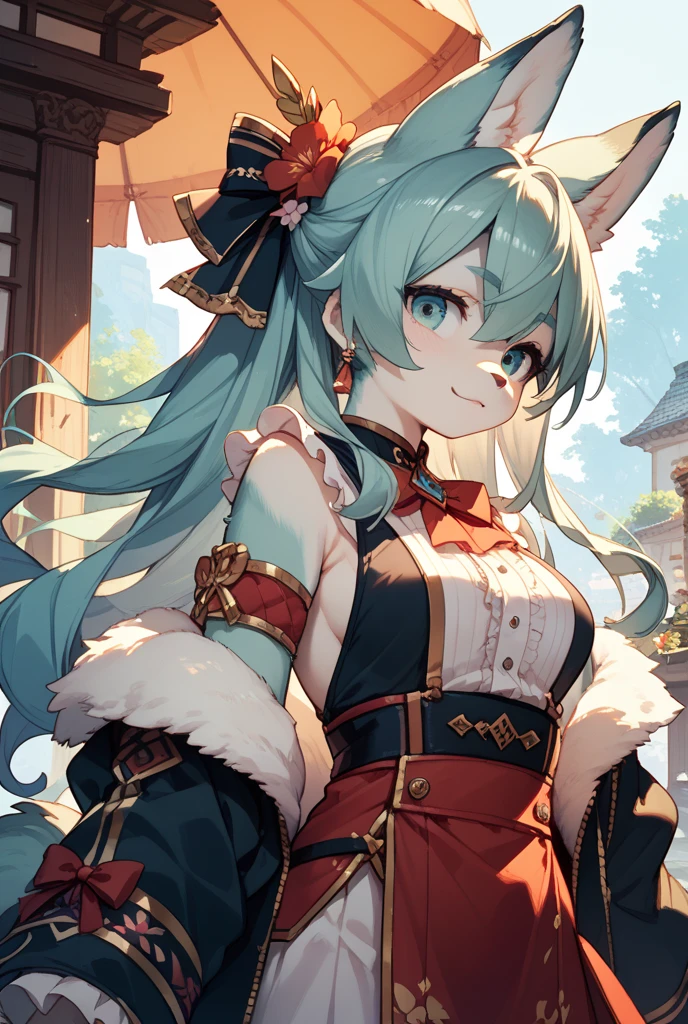 chinese clothes, Chinese background, ((masterpiece, best quality:1.5)), ((Beautiful detailed cat aqua eyes:1.2)), cat ears, pale skin, large , beautiful hands, beautiful fingers, EasyNegative
