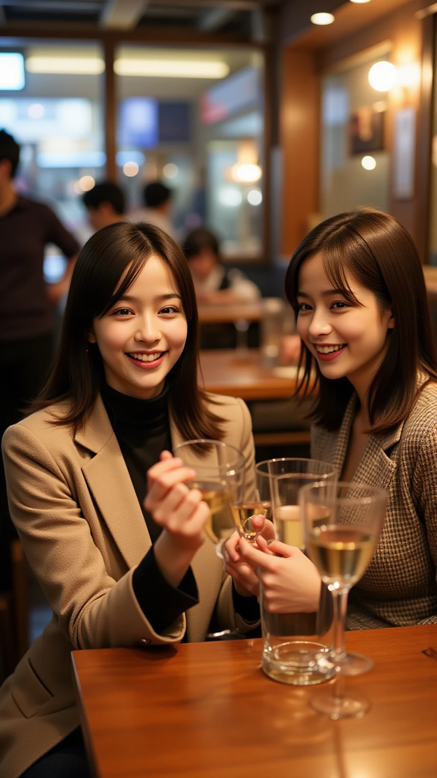 ((Highest quality、8K、masterpiece:1.3))、Sharp focus:1.2、Beautiful woman perfect body:1.4、最高のsmile、1 male 1 female、Beautiful couple、love love love、Lovers in Paris、Good friends、actressカップル、smile、Full-course dinner at a packed table、slimなボディ、((Bob Hale、Straight hair:1.2))、(to be born, Highest quality, masterpiece:1.5), (Realistic, Intricate details:1.2), テーブルにwine glass、Put the light on your face、 Amazing view of the sunset sky and clouds、Amazing mountain views、ニコニコ明るいsmile、smileの素敵な女性、Bright image、2. The beauty of wine, Beautiful Face, blue eyes, The light shines on your face, Blushing, short hair,Bright Face、Fox face、 (43 years old), 39 years old, Lady、red wine 、Appetizers、Italian food、Wine bottle、Champagne、sparkling wine、Two beauties、Brown Hair、Shortcuts、Long sleeve shirt、dress、Beautiful woman 1, (slimな顔), (The body is slim), (Brown Hair), (Shortcuts), cheeks turn a little red,Attractive beauty、, Out of the window, Beautiful and detailed night view.........., restaurant, In a prominent place (From the waist up) Nova Frog Style, actress, model, Upper Body, White wine, slim, wine glass, 真ん中に置かれたwine glass, smile, (smile: 1.15), Beautiful fine grain, Depth f/2,saturation, High Contrast, Strong light and shadow,Moist Body:1.5、3D texture、Delicate eyes、Brown Hair、The hair is very shiny、