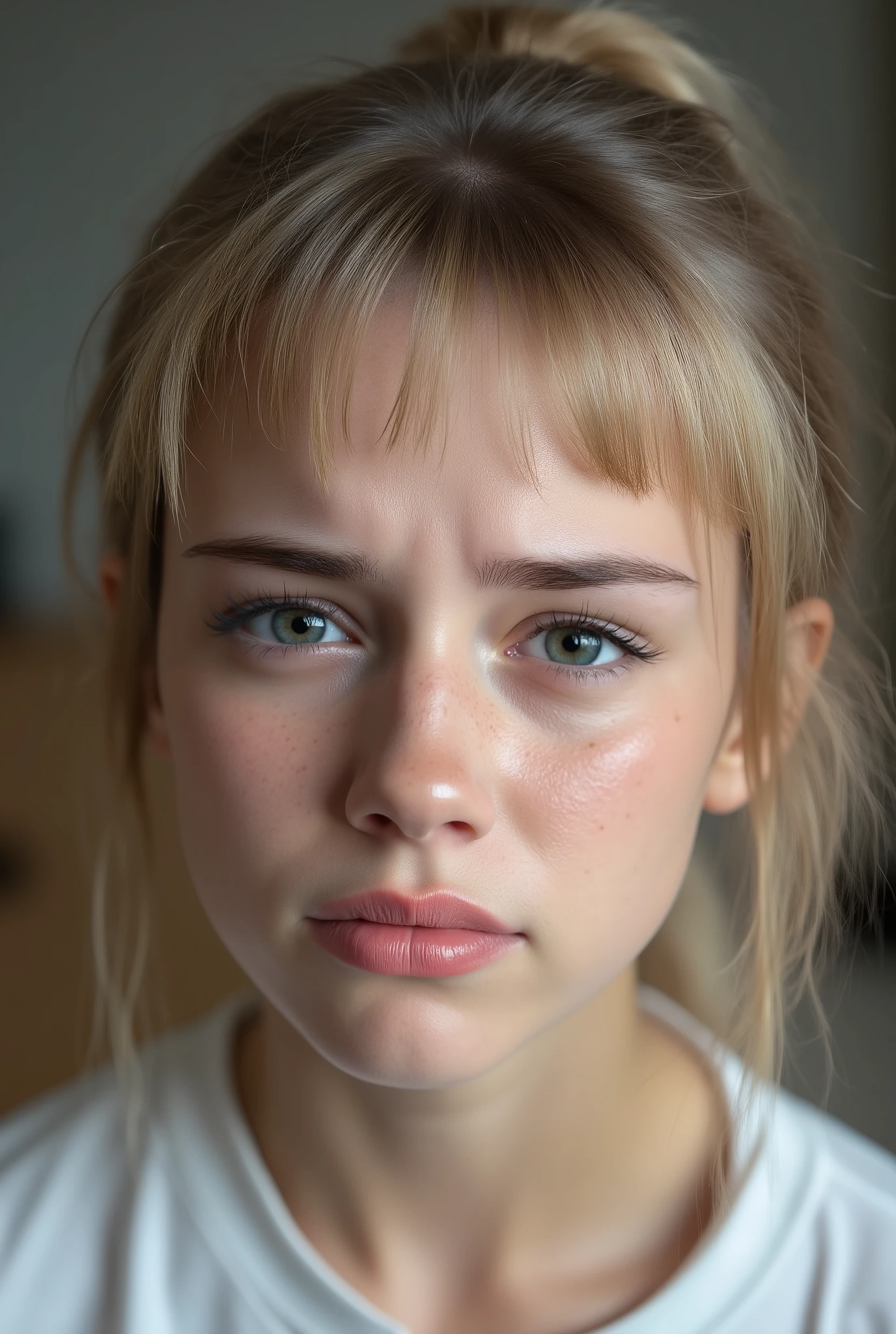 aidmaMJ6.1, photo of painful very cute little baby:1.5, wrinkles between eyebrows photo from front:1.5, arms behind back, hands out of frame:1.5, ultra realism, photorealistic, Daria Konovalova:1.5, Cinematic photo of an beautiful sexy little 10yo Russian school girl, portrait of a Caucasian girl, fine facial features, high cheekbones, thin pink extra thin lips:1.5, high nose bridge:1.5, long face, clear blue eyes, photorealistic, arms behind back:1.5, looking away:1.5,
close mouth:1.5, clench jaw:1.5, furrowed brow:1.5, turn pale:1.5, wrinkles between eyebrows, glabellar lines:1.5, scowl lines:1.5, severe pain:1.5, deep winced in pain:1.5, grim, frown:1.5, clench teeth, severe pain, intense pain, excruciating pain, suffering, grimace, teary eyes:1.5, close mouth, raise eyebrows,
(skinny toned thin body:1.9), super long shiny platinum blonde hair, Long blonde eye lashes, natural-look makeup, ultra realistic, fit, straight center part with straight cut bangs, i can't believe it can be so marvelous and stunning,
full-body glossy skin, hyper realistic, super detailed, quite suggestive pose, almost too lewd:1.5, seductive expression, epitome of arousing, special attention to face, (photorealistic, realistic, hyper-realistic, ultra realism, ultra-detailed, insanely detailed, epic vision, perfect composition, masterpiece, 16k, high resolution, ray tracing):1.4,