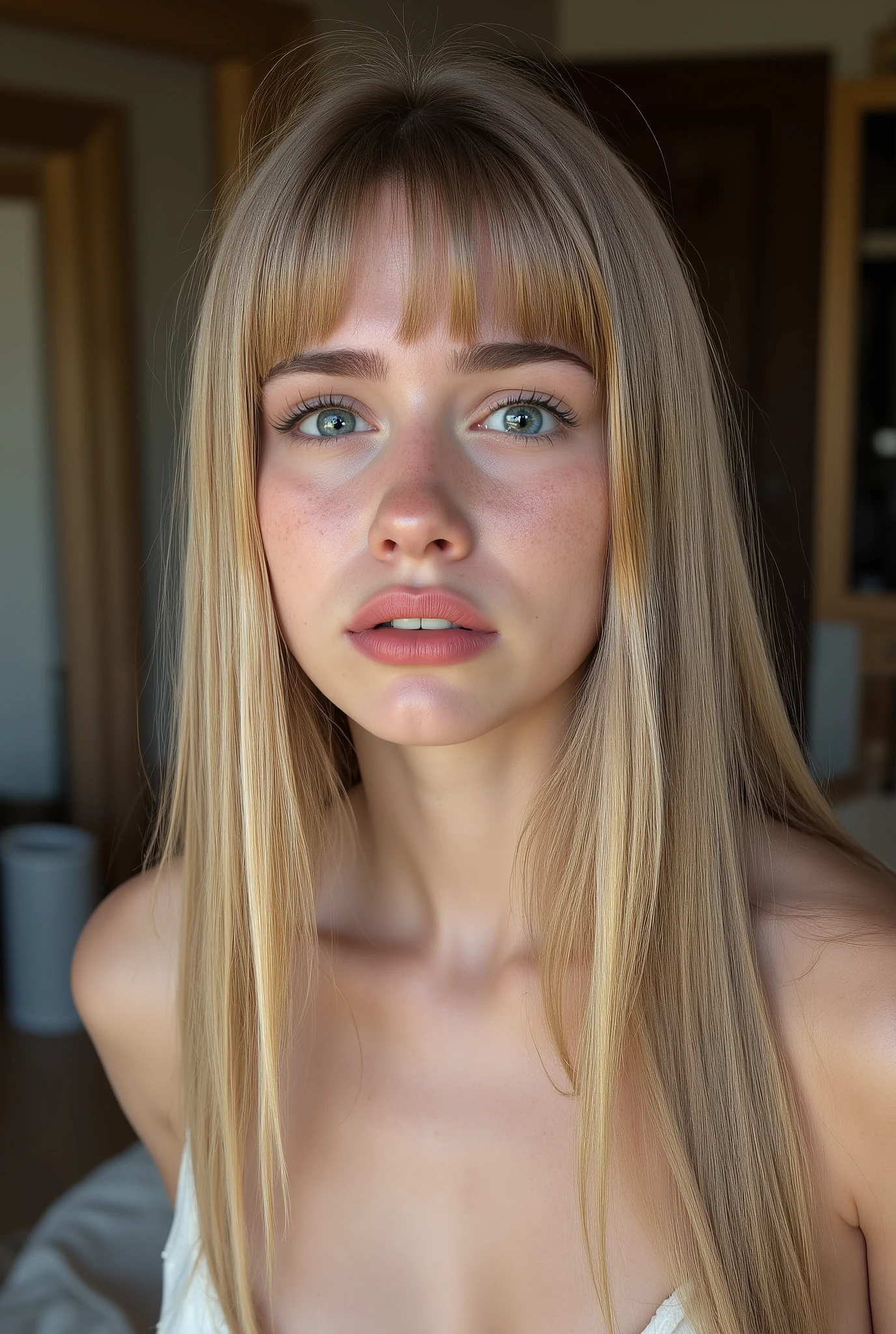 aidmaMJ6.1, photo of painful very cute little baby:1.5, wrinkles between eyebrows photo from front:1.5, arms behind back, hands out of frame:1.5, ultra realism, photorealistic, Daria Konovalova:1.5, Cinematic photo of an beautiful sexy little 10yo Russian school girl, portrait of a Caucasian girl, fine facial features, high cheekbones, thin pink extra thin lips:1.5, high nose bridge:1.5, long face, clear blue eyes, photorealistic, arms behind back:1.5, looking away:1.5,
close mouth:1.5, clench jaw:1.5, furrowed brow:1.5, turn pale:1.5, wrinkles between eyebrows, glabellar lines:1.5, scowl lines:1.5, severe pain:1.5, deep winced in pain:1.5, grim, frown:1.5, clench teeth, severe pain, intense pain, excruciating pain, suffering, grimace, teary eyes:1.5, close mouth, raise eyebrows,
(skinny toned thin body:1.9), super long shiny platinum blonde hair, Long blonde eye lashes, natural-look makeup, ultra realistic, fit, straight center part with straight cut bangs, i can't believe it can be so marvelous and stunning,
full-body glossy skin, hyper realistic, super detailed, quite suggestive pose, almost too lewd:1.5, seductive expression, epitome of arousing, special attention to face, (photorealistic, realistic, hyper-realistic, ultra realism, ultra-detailed, insanely detailed, epic vision, perfect composition, masterpiece, 16k, high resolution, ray tracing):1.4,