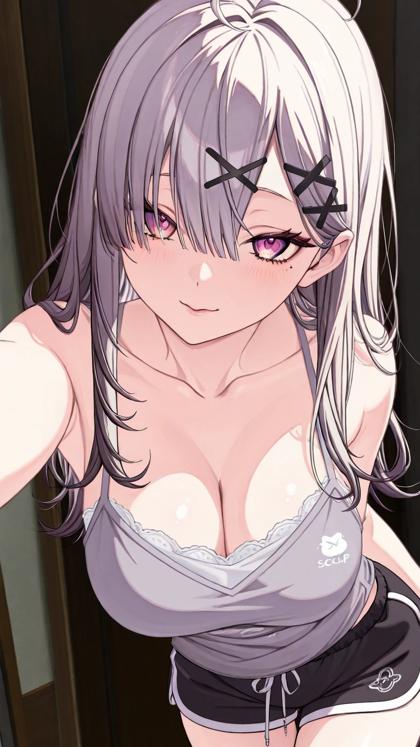 (masterpiece, best quality:1.2), cowboy shot, solo, 1girl, blue archive, highres, hina (blue archive),  long hair,  looking at viewer, multiple horns, purple eyes, smile, small breasts, very long hair,  arms,  shoulders, blouse, halo, looking at viewer, arms behind back, jewelry, (lace trimmed , :1.2), , navel, belly, (wide hips, thick thighs:1.2), mature female, (large ), (puffy ), (eyeliner:1.3), long eyelashes, evil smile, grin, (armpit hair:1.2), (pubic hair:1.2), makeup,
indoors, shirt, sitting, sleeveless, sleeveless shirt, thighs, white hair, white shirt