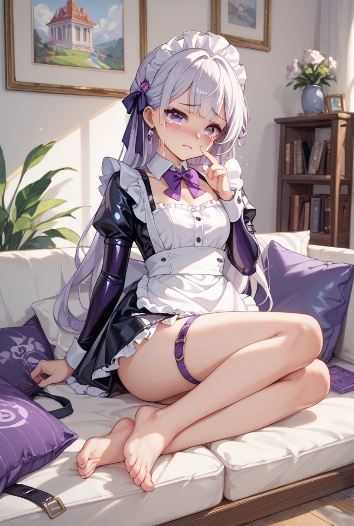 (((1 girl)),Ray Tracing,(Dim lighting),[Detailed Background (Bedroom)),((Silver Hair)),((Silver Hair)),(Fluffy Silver Hair, Plump and slender girl)) Raised ponytail)))) Avoid blonde eyes in the ominous Bedroom ((((Girls、She wears intricately embroidered black high-waisted pants and pantyhose.。) White frilly ribbon gloves), Showing off a delicate, slim figure and graceful curves, Correct limbs, Sitting on the bed、8K、Perfect female body、Red line clothes、8K、High quality、Naughty fashion、、Pink outfit、bikini