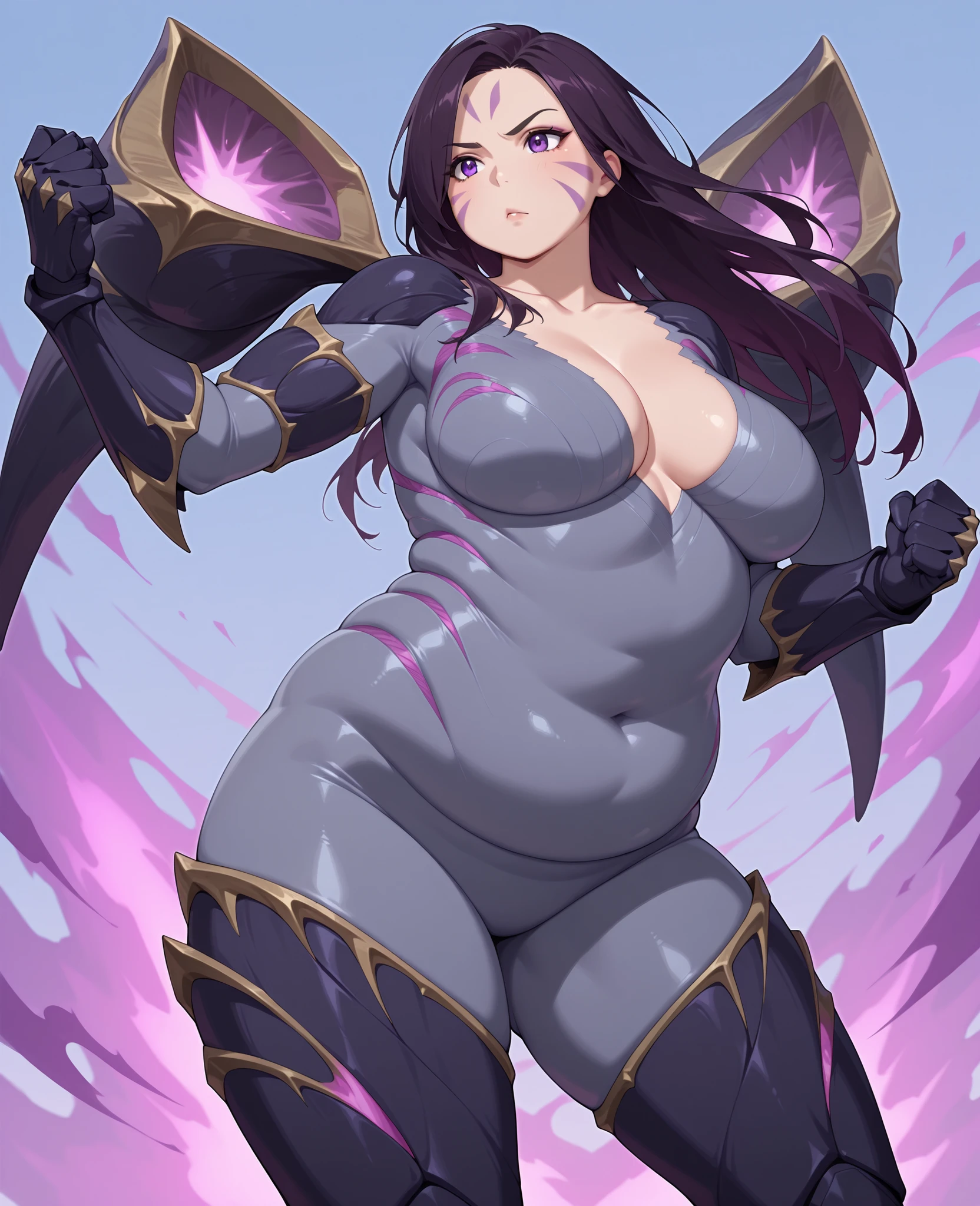 (masterpiece), best quality, expressive eyes, perfect face, demon girl, huge girl, female muscular:1.2, big horns, big ??????:1, curvy:1.3, tiara, short hair, barefeet, evil smile, ((blank background)), (full body framing), (thick thighs:1.4), (long legs:1.7), amazon body, toeless boots, tattoo, purple skin, red eyes, (purple skin tone )