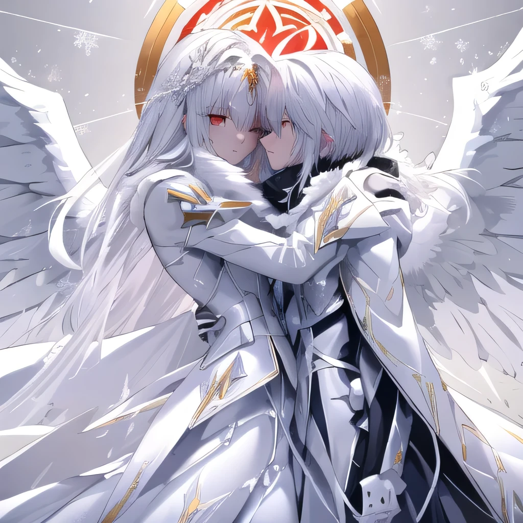  Anime couple hugging and kissing , long red scarf , Hombre en traje formal que lleva una white lab coat and platinum sobre el hombre,Red Eyes, cabello largo color platino anime angel con alas y un halo por encima de la cabeza, anime wallpapers , bíblico preciso angel , angelic, , glowing angelic being , an angel, angelical, hd anime wallpapers , night, angel,    ascension   ,    big shiny white wings    , , angelic and Disturbing , The lilies, ethereal anime, angelic angel alas de angel, white-haired deity, Glowing angelic Being , angelic halo, sacred halo, Un angel,    snowy anime background      ,   Pixiv winner    , the angel of death with a Red Eyes,Brilliant snowy background , shiny angel wings white and platinum , ANGEL HALO white and shiny platinum , long shiny white and platinum hairpareja de anime besándose  ,    1 man and 1 woman   ,Red Eyes,Brilliant snowy background , shiny angel wings white and platinum , ANGEL HALO white and shiny platinum  , long shiny white and platinum hair , Masterpiece,  Angry face, Red Eyes, Calcium light, swirling wind, snowy background ,  white lab coat and platinum, formal platinum suit, white complex background,  long and highly detailed white and platinum hair with navy blue tips  , alas y HALO de angel brillante color blanco y platino,angel,angel,angel,anime angel with wings and a halo above his head, anime wallpapers, biblical accurate angel, angelic, ((zerator)), an angel, angelical, glowing angelic being, hd anime wallpapers, night, angel,    ascension   , The lilies,     big shiny white wings    , zero-chan, angelic and unsettling, angelic halo, biblically acurate angel