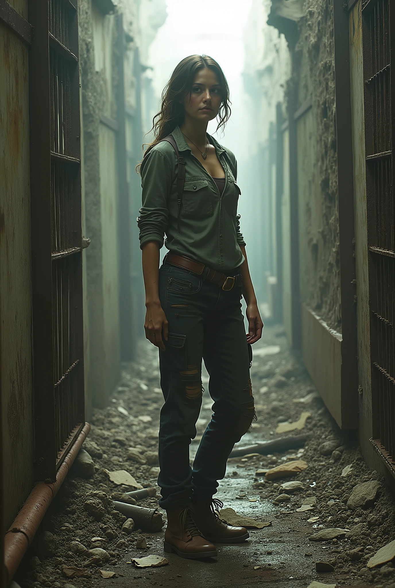 Woman in an abandoned prison in The Walking Dead 