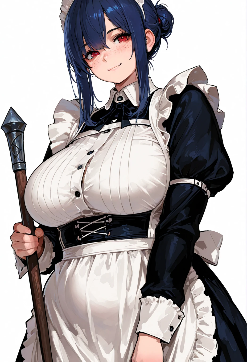 score_9, score_8_up, score_7_up, score_6_up, score_5_up, score_4_up, alpha_Black_white_armored_maid_uniform, yurialpha, solo, large_breasts, looking_at_viewer, closed_mouth, smile, white_maid_headdress, rimless_eyewear, blue_choker, blue_bowtie, single_pauldron, shoulder_armor, puffy_sleeves, green_gauntlets, spiked_gauntlets, blue_sash, cross_on_sash, gold_cross, black_legwear, armored_skirt, thighs, long_skirt, skirt_lift, skirt_hold, lifted_by_self, standing, monochrome, greyscale, indoors, <lora:Alpha_V1SDXL(NEW):0.8>