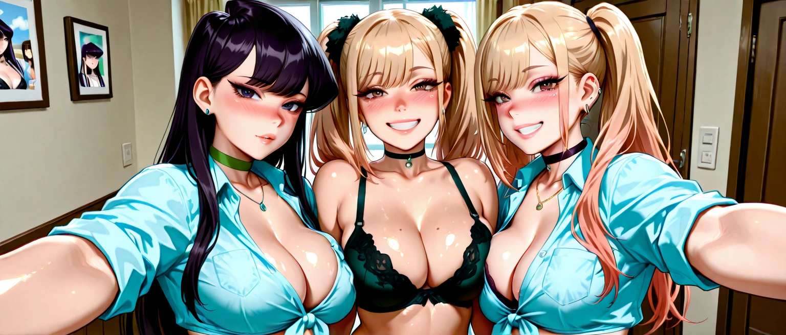 many female、1 male、(european:1.2)、(blonde)、(Super beautiful)、(beautiful face:1.5)、20 year old women、(with they're husband:1.8)、gray blazer、(short skirt)、white shirt、large bedroom inside mansion (A single black man laying on his back, in-bed wearing shorts, in-center of composition) A diverse group of five 20 year old Americans, representing different ethnicities and characteristics, wearing yoga-pants and tank-tops, displays their unique beauty with perfect bodies, ?????????????, wide thicc-????, (the girls are splattered and streaked with copious amounts of off-white grease) Among them, there are blonde young adult girls with auburn hair, emanating an air of natural elegance. Brown young adult girls with silky locks and a captivating sheen show off their exotic beauty. Also present are black young adult girls with stunning curly hair, highlighting their authenticity and cultural pride, (the women surround a singular BLACK MAN with short-hair, from all sides) (in a bed) the women kiss the singular Black Man, touch the singular Black man, (copious streaks of off-white grease cover the girl's faces and ?????) masterpiece, high details, high quality, best quality.
