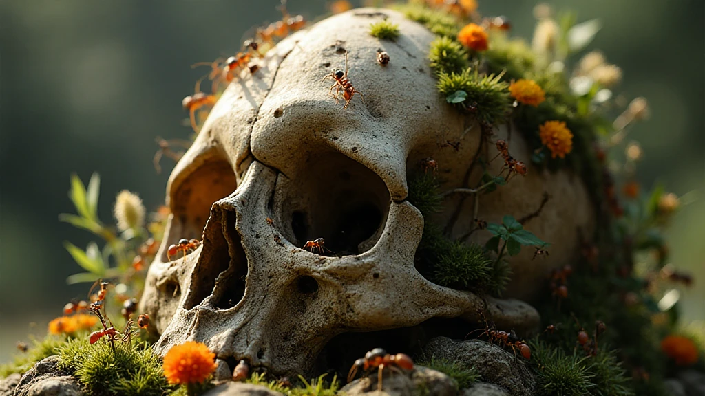 drawing of a minimalist tattoo, skull, bird, plant