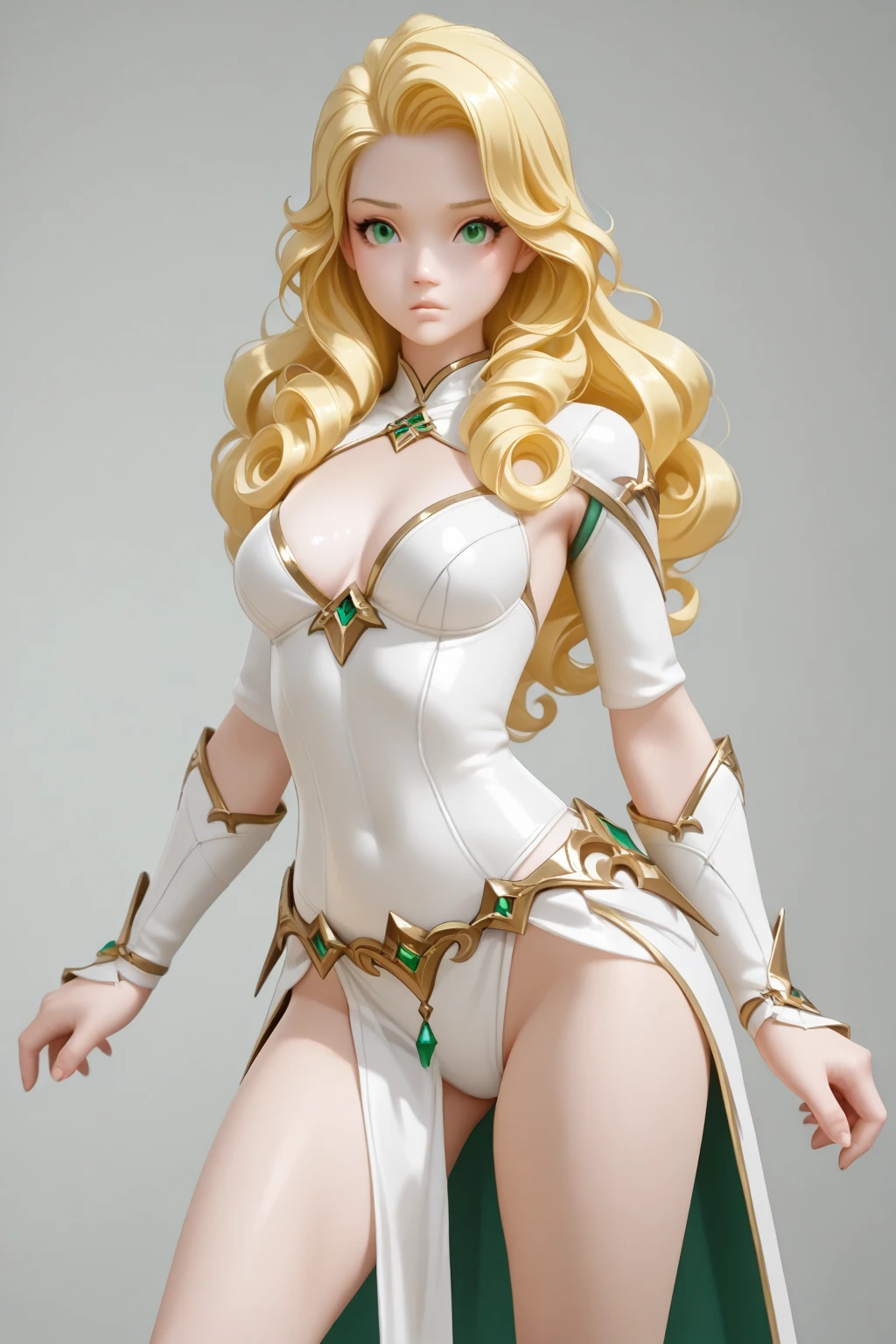 ​masterpiece、top-quality、ighly detailed、hight resolution、１６ｋ、、teats、Polori、Boob proportions、golden armour、Very thin skirt、Black pants、Full body like、Very white skin、Beautiful fingers、Anime girl with very big breasts posing 、Perfect Style、elvish、no-、Blonde blue-eyed、A smile、An elf girl