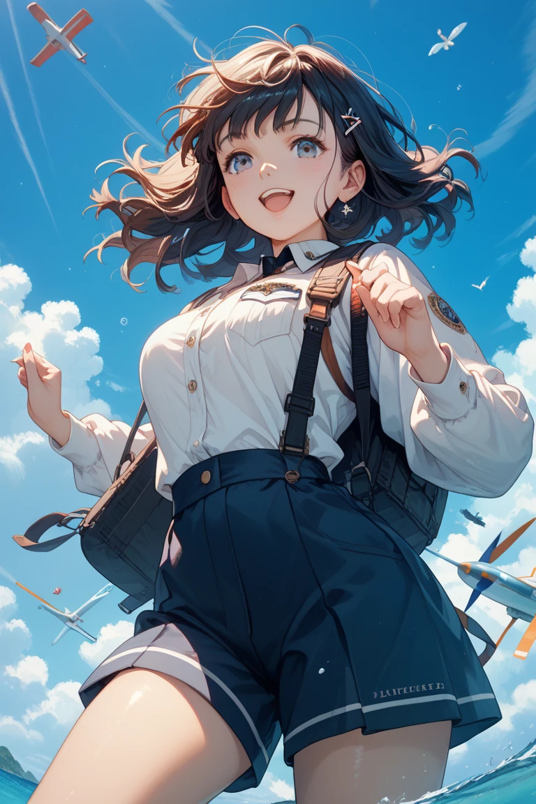 masterpiece, (realistic, photo realistic:1.2), ((highest quality), extremely fine and beautiful, beautiful face details, real human skin, realistic, photorealistic, 1girls, small girl, chibi, smile on face, cow-boy shot, Student uniforms, shirt with collar, necktie, check skirt, Tiny ???????, emphasis A-cup, White shirt, White ?????????, (wind, wind lift, Skirt lifted by the wind, skirt rolled up by the wind, Skirt flutters:1.5), (Fully exposed panties:1.5), (white panties:1.5), (standing a:1.7),