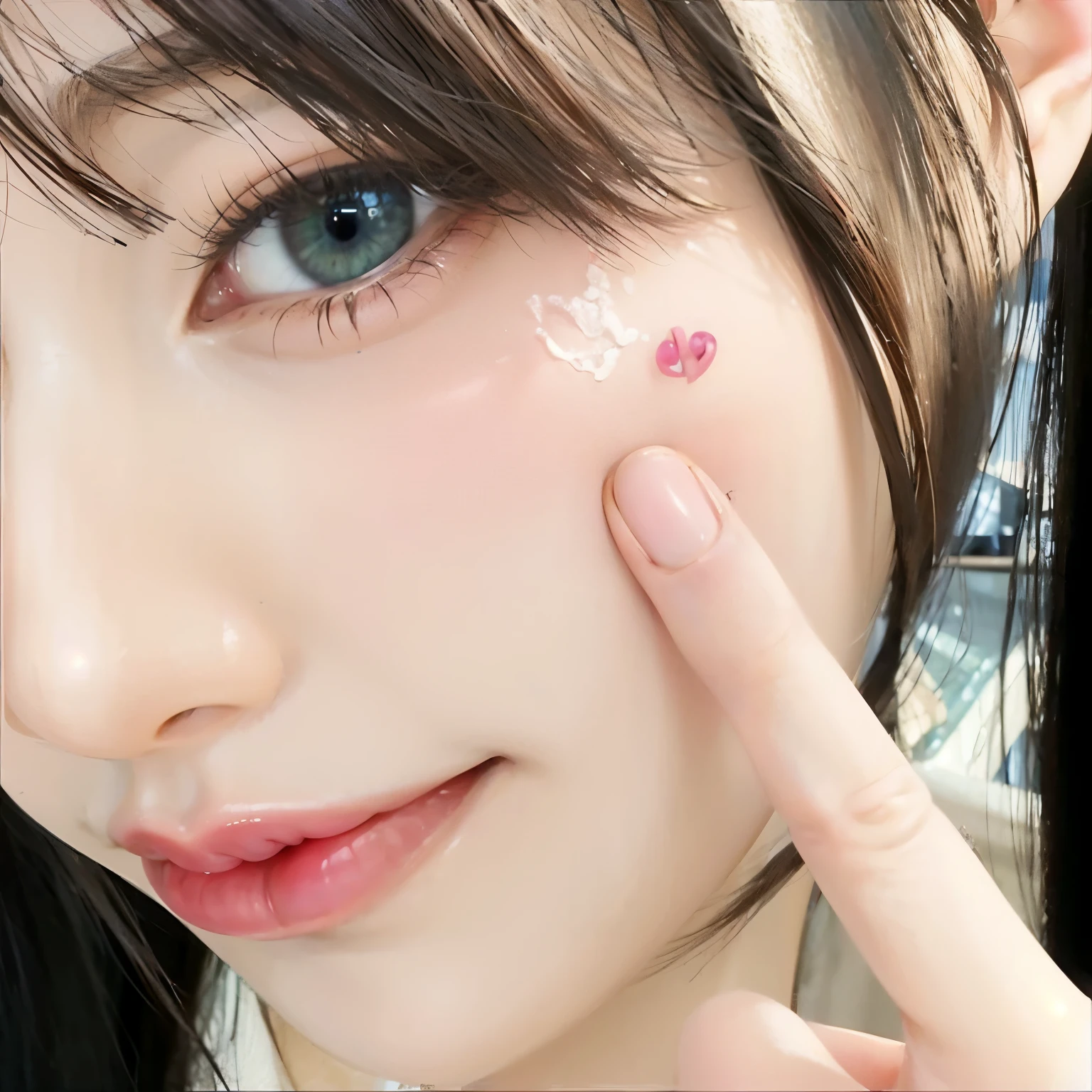 beautiful girl's face with delicate doll-like features, big mesmerizing wide eyes, flawless glowing fair skin, and an innocent, soft expression. Her look should be enchanting, pure, and ethereal, almost like a living porcelain doll.