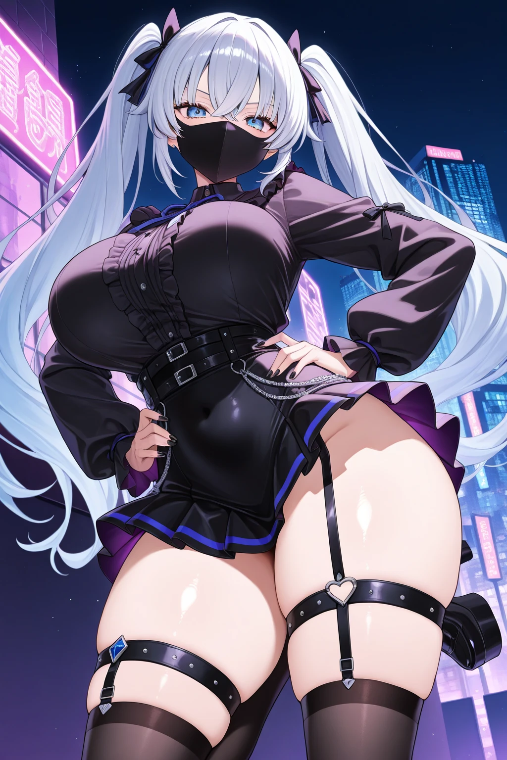 ((Highest quality、、masterpiece:1.3)), Upper Body、Long legs、Sharp focus:1.2, Beautiful woman with perfect figure:1.4、(Smiling:1.2), double eyelid、30-year-old female、Sexy pose、((((Close your mouth、One Woman、Bunny girl,Downtown at night))))、(((((手は体の横に)))))