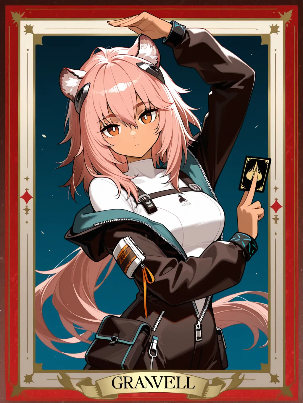 (masutepiece, Best Quality, Glowing light, Glistening, Shiny skin, ultra-detailliert, Detailed background, Complex background),(Perfect face, Detailed face, Detailed eyes,Perfect hands,Perfect fingers), (medium :1.2,Smile),(maturefemale:1.4),Cowboy Shot,Chic,
Lynette,((Gradient Hair)),  Gradient Eyes, (Glowing eyes:1.3), mascara, (fashion make up), Parted lips,   Animal ears, Cat ears, animal ear fluff, Bow, Graceful tail, Cat tail, pantyhose, Long sleeves, Black Gloves, braid, Skirt, Black pantyhose,
((mountain ranges、waterside、cherry trees,Cherry blossom petals,Dark blue sky)),((hyper detailed background)), Dynamic Poses, ((8K Wallpaper)) ,