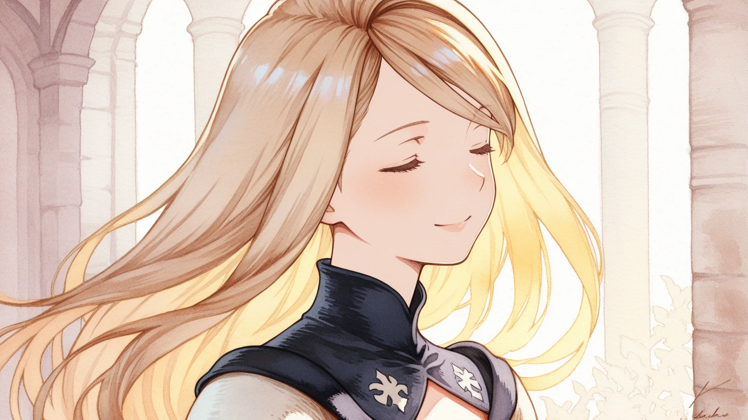 High resolution, high quality, high definition image, 8k1 girl solo.eclair Seaetto.Beautiful Anime Babe.  white horse is taking the reins of, smile and look up at the horse's face
