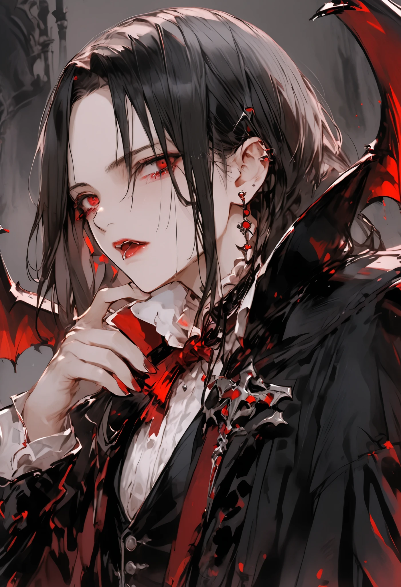 a timid elite vampire 、Ancestor Dracula、has the ability to destroy the world、but use abilities carefully、tears、
He has top class abilities but is timid