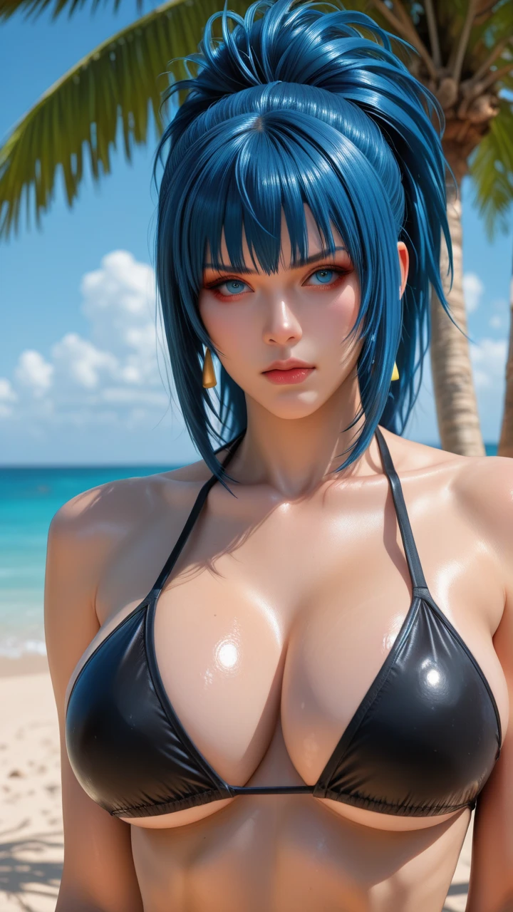 Wolf Ears, ???????????, Blue Hair, Short Hair, Blue ??????, Wink, smile, coastal, Hands on ????