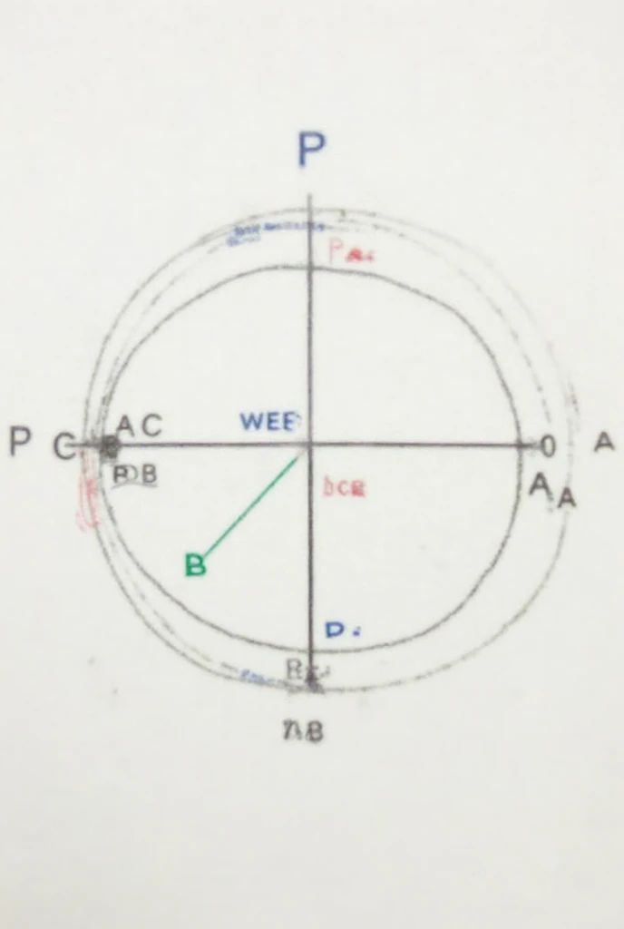 Draw a detailed geometric diagram of a circle labeled P with a 3 cm ...