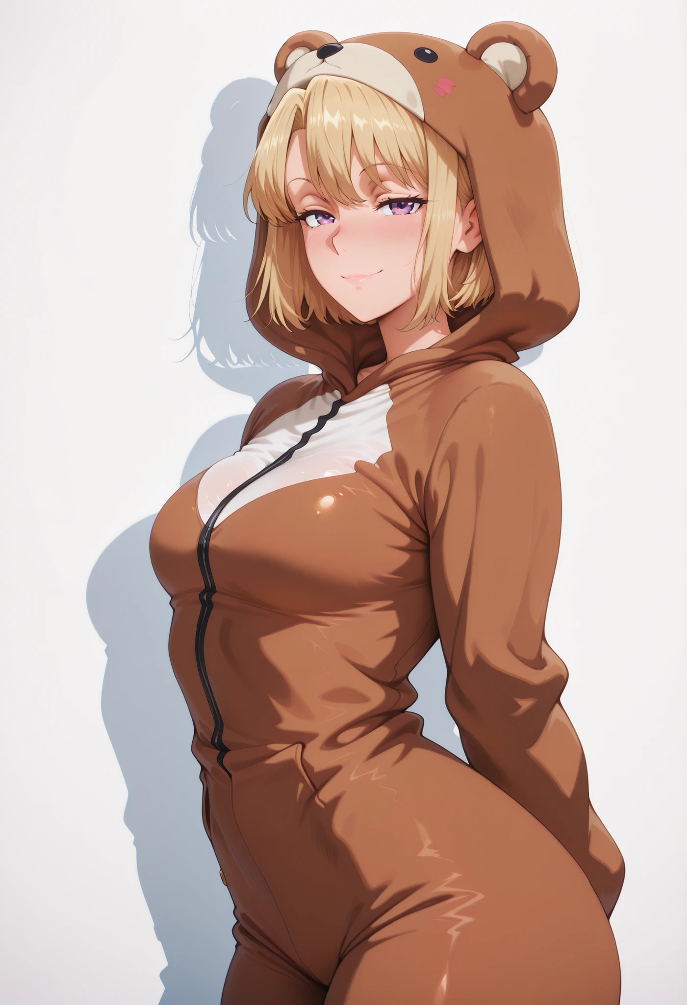 masterpiece, best quality, amazing quality, 1girl, solo, looking at viewer, blushing,, mature girl,side view, light smile, , short hair, blonde hair, purple eyes, , ,, twist, exaggerated voluptuous figure with impossibly, dramatically slim waist, curvaceous , silky smooth skin with a mystical amethyst glow,, steady and slightly pushed forward, back straight to focus entirely on the and lace details), ultra-sensual face with a bold, confident, and mischievous smirk, highly detailed, 4k ultra quality, anime style,, vibrant and rich colors, hyper-sensual and irresistibly enchanting mood, shizuku kousaka (na honjaman level up), Anime screencap,solo focus, looking at viewer, shiny skin, shiny hair, shiny body, clear body, nose blush,, POSING,, DYNAMIC POSE,,, NICE LEGS, COWBOY SHOT, ,, TIGHT CLOTHES, covered , , , , soft glossy skin , detailed shading , soft light , realistic anime style , ultra-detailed , 8k , masterpiece , highly detailed ,, , VIEW FROM FRONT , , ,, hourglass figure , large bust and wide ,, , OPAQUE CLOTHES , covered , ,,white background, empty background,
,,.
,,, DYNAMIC POSE,, covered breasts,,,bear costume