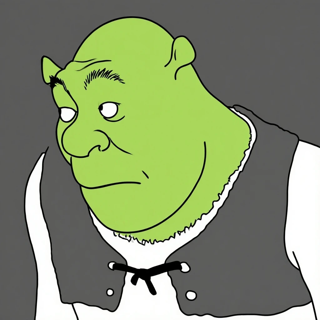 pixel, simple background, white background
(shrek, green skin:1.1), ogre, upper body