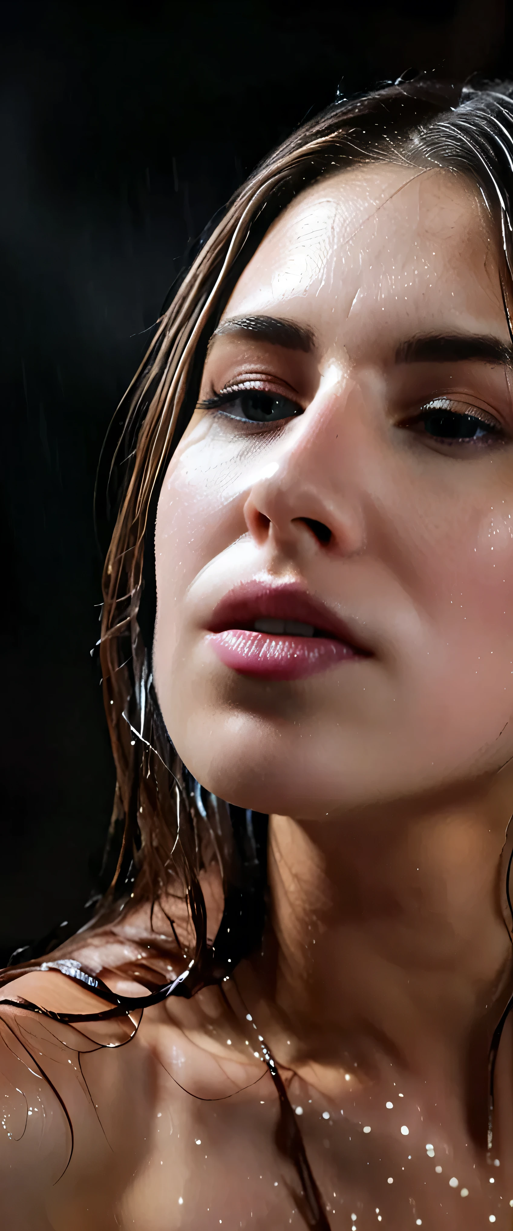 EpiC35mm, The image shifts to a top-down perspective, showcasing a close-up of the girl's full nude body. deep_throat_blowjob_to_daddy's_huge_cock,The dark background accentuates the overall somber and gloomy atmosphere. The girl's disheveled, wet hair clung to her face, highlighting facial details and meticulously crafted highlights. The image reveals the girl's translucent skin, her face appearing freshly washed, rosy and glistening , The image boasts high-definition, clear, and flawless image quality,((rating_safe))