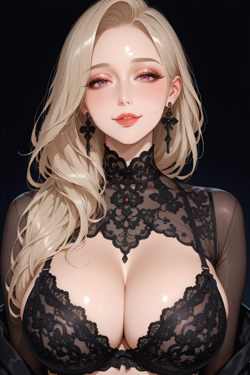 ((beste Qualität)), ((Meisterwerk)), (ausführlich), Beautiful joung woman, Bright red hair, black horns, Succubus, big eyes, , long hair, (Chic Lace V Neck Cami Dress, Elegant Sleeveless Bodycon Dress for Club & Party, Women's Clothing), Elves hören, hyper-detailed, ultra-realistic, 8k, cold eyes, Bit Sewing Picture, make up, tattoos, (Background Luxury bed with roses