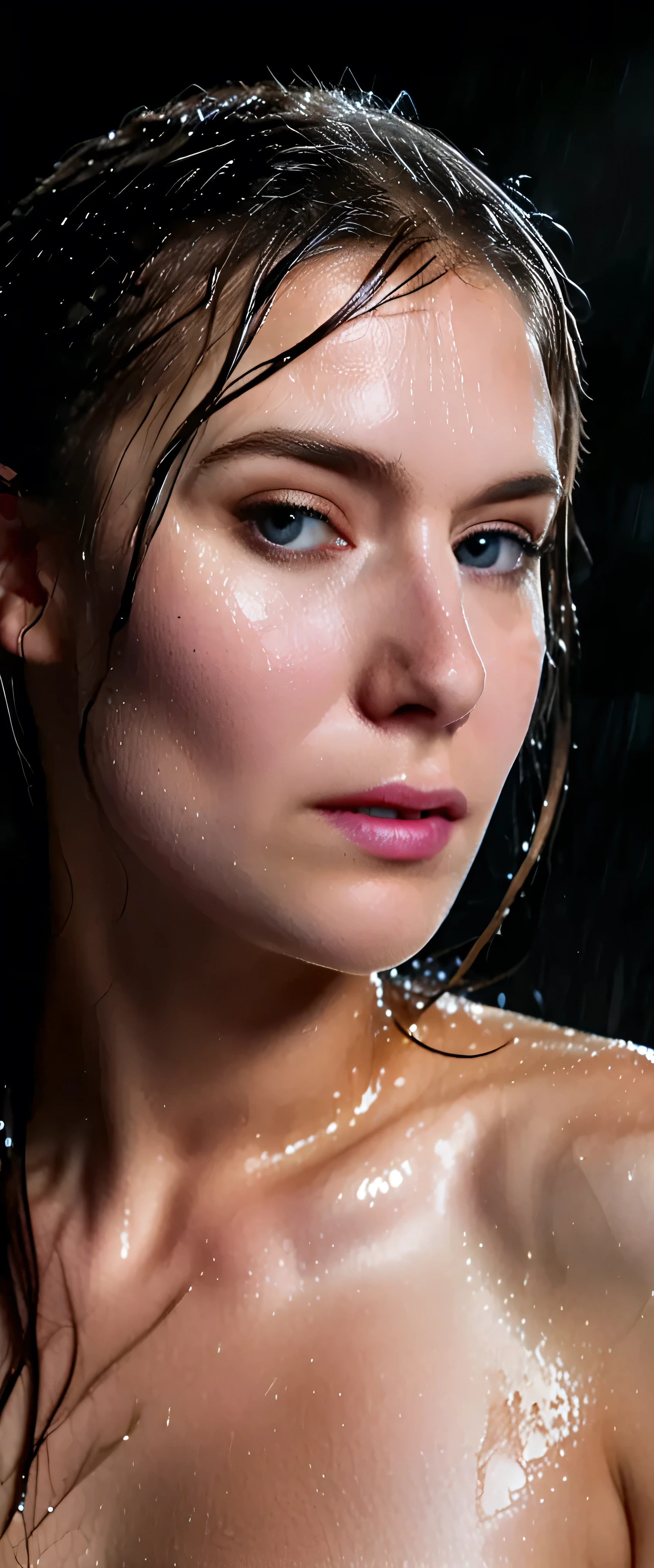 EpiC35mm, The image shifts to a top-down perspective, showcasing a close-up of the girl's full nude body. fucked_hard_by_daddy's_huge_cock,The dark background accentuates the overall somber and gloomy atmosphere. The girl's disheveled, wet hair clung to her face, highlighting facial details and meticulously crafted highlights. The image reveals the girl's translucent skin, her face appearing freshly washed, rosy and glistening , The image boasts high-definition, clear, and flawless image quality,((rating_safe))