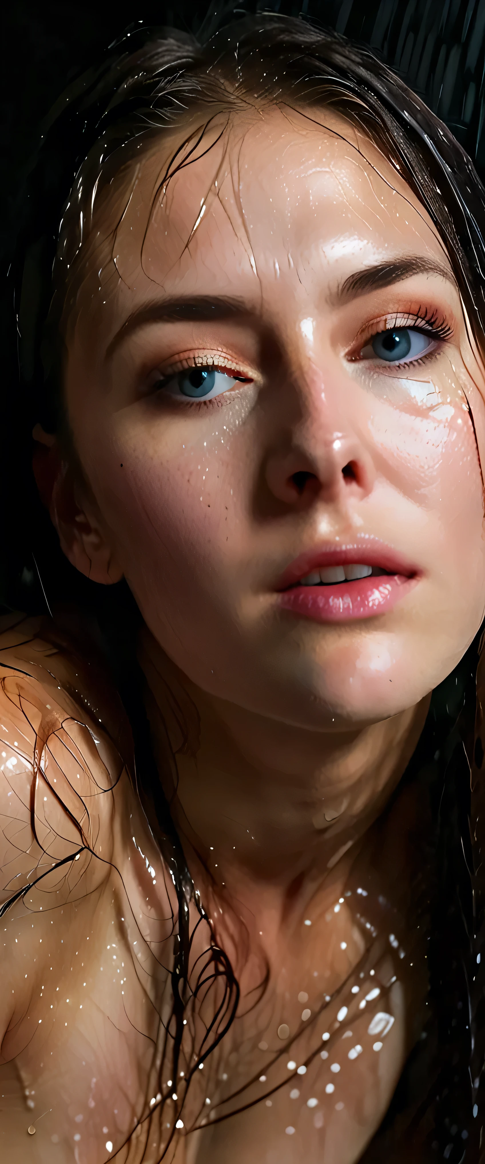 EpiC35mm, The image shifts to a top-down perspective, showcasing a close-up of the girl's full nude body. (fucked_hard_by_daddy's_huge_cock),The dark background accentuates the overall somber and gloomy atmosphere. The girl's disheveled, wet hair clung to her face, highlighting facial details and meticulously crafted highlights. The image reveals the girl's translucent skin, her face appearing freshly washed, rosy and glistening , The image boasts high-definition, clear, and flawless image quality,rating_safe,rough sex
