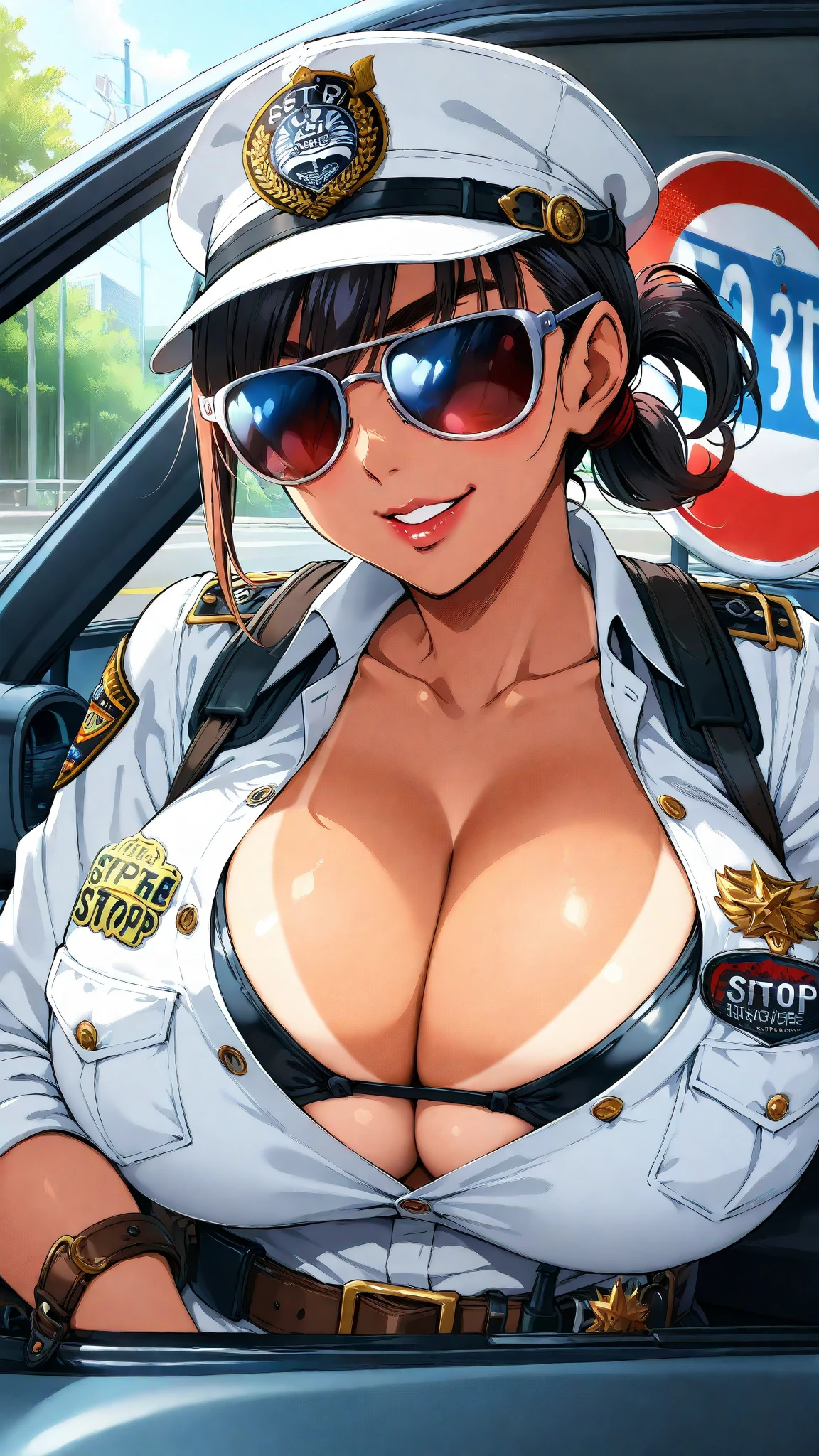 Beautiful sensual and ?????? woman with curvaceous body、long full black hair、Super big  ????? policewoman with huge ?????　Big ???????, ????????????, super busty girl　????? with ??????????? flowing from ????? ???????　She was tied up and placed in a go-kart with her legs spread.　Handcuffed and tied with rope, completely ????? and exposing her huge ????. Huge policewoman.　Super busty  with huge ??????????????? huge ?????　????? ???????, thick pubic hair　headset　Police hat　Black Stockings　Big ???　???????? in the ????　A large audience　Illuminated stage construction site　Scrap Car　Light up stage　????? by a thug