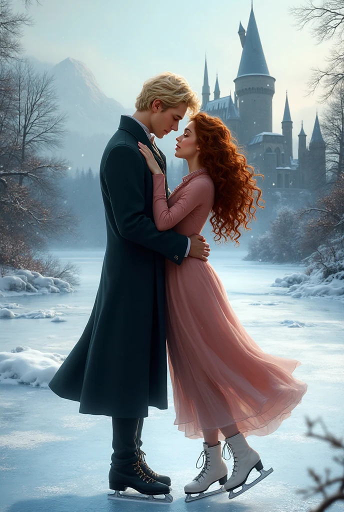 Draco Malfoy and Ginny Weasley playing and smiling at Malfoy Manor Teenagers 